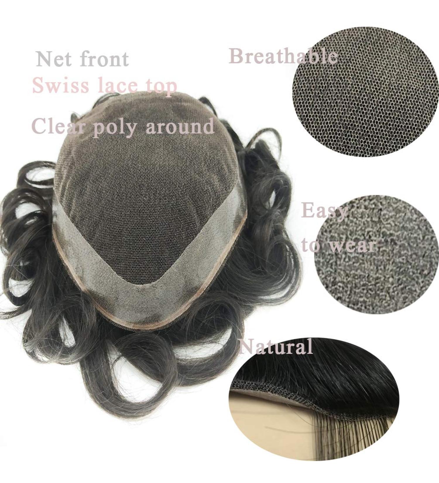 HairNotion Real Hair Toupet for Men - Swiss Tip NPU Wig Hair Part 7x9 Inch - Black 1B | Premium Hair Replacement System - Buy Online on GoSupps.com