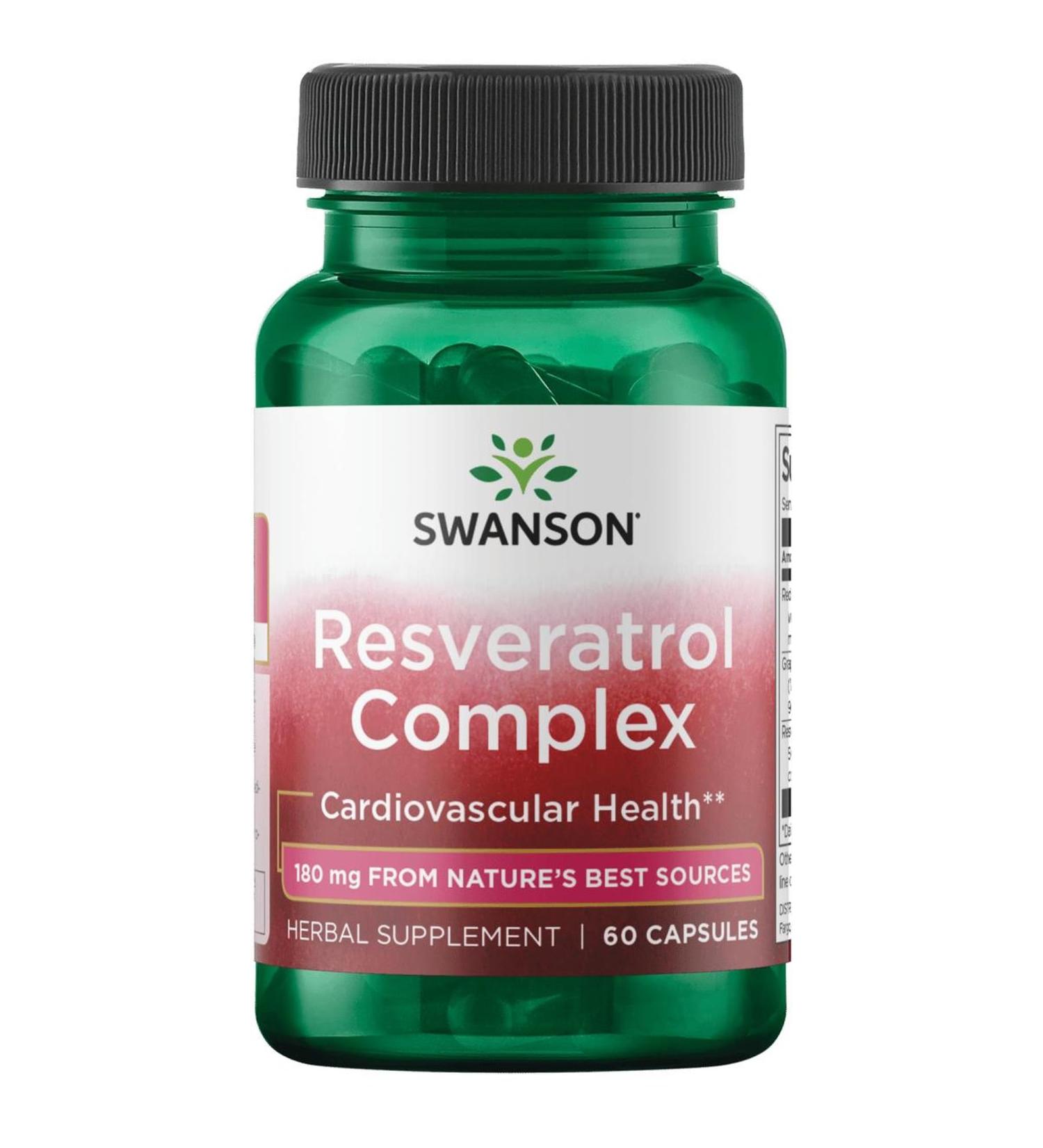 Swanson Resveratrol Complex - Herbal Supplement Promoting Cardiovascular Health & Protection - Natural Formula Promoting Natural Health & Wellness - (60 Capsules) - Buy Online on GoSupps.com