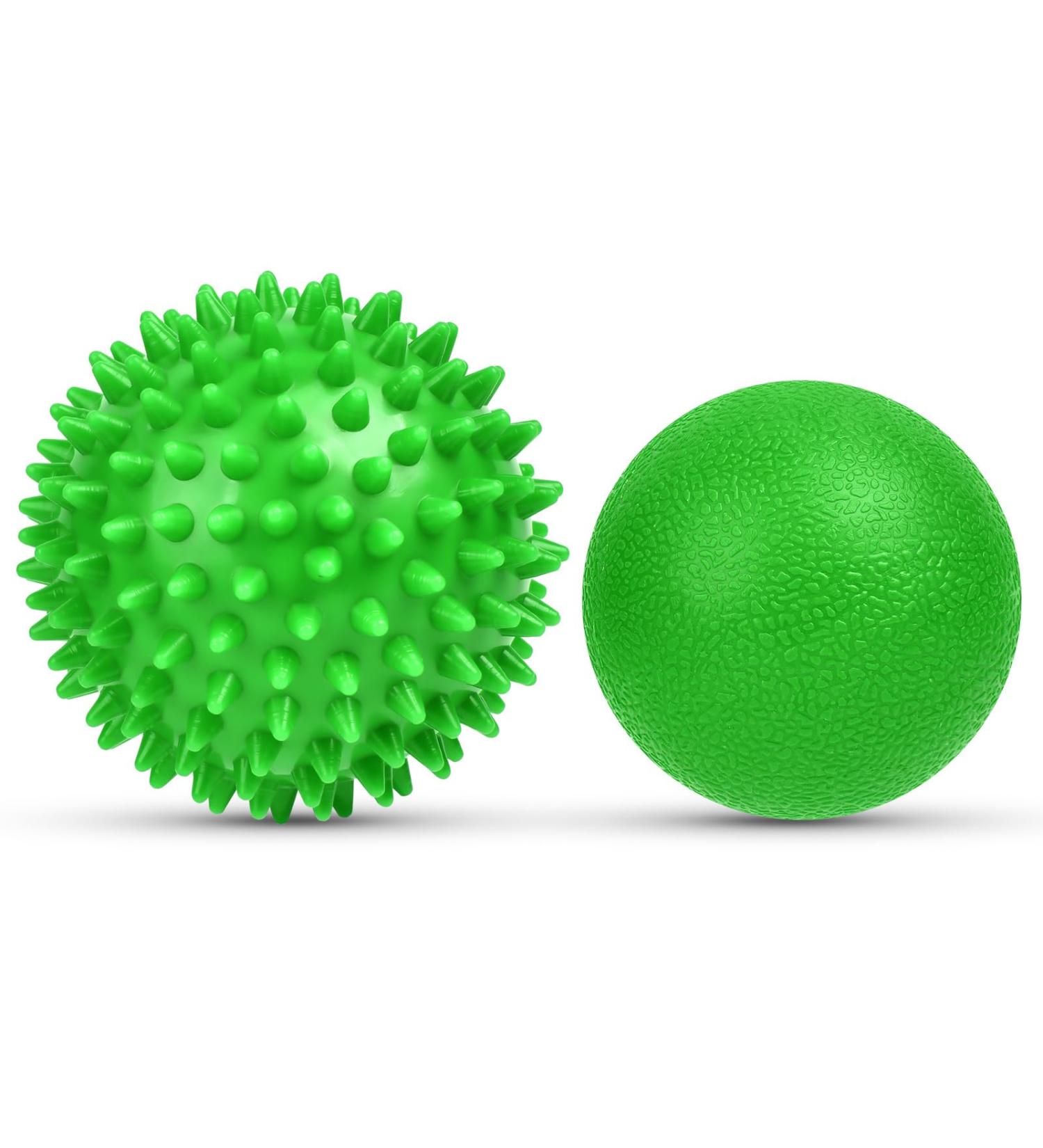 Uraqt Fascia Massage Balls Set - 2 Small Hedgehog Balls for Muscle Tension Relief | Ideal for Feet Back Neck & Hands (Green) - Buy Online on GoSupps.com