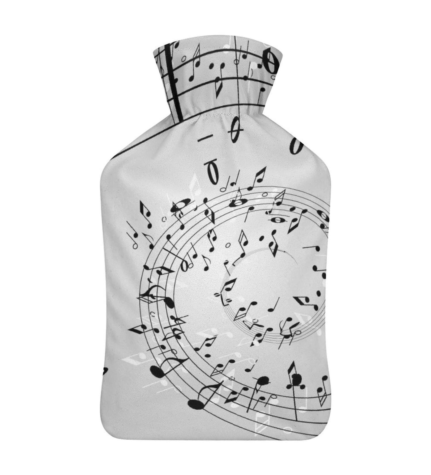 Musical Notes Hot Water Bottle with Plush Cover - Perfect Bed Warmer for Adults & Children | 26.5x15.3cm - Buy Online on GoSupps.com