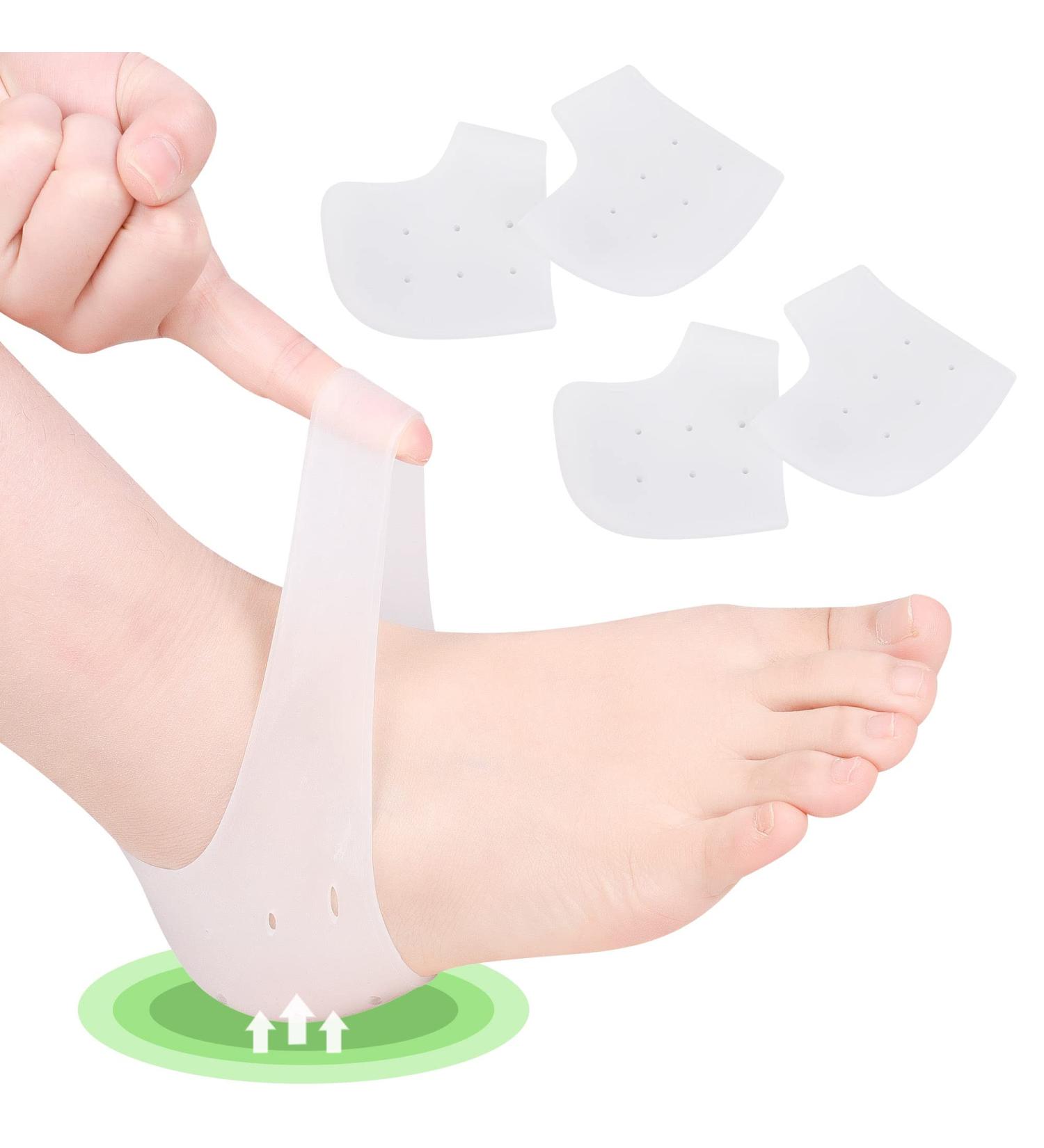DYKOOK Heel Cushion Pads - 4pcs Heel Protectors for Plantar Fasciitis & Heel Pain - Gel Cups for Dry Cracked Heels - Men & Women (White) - Buy Online on GoSupps.com