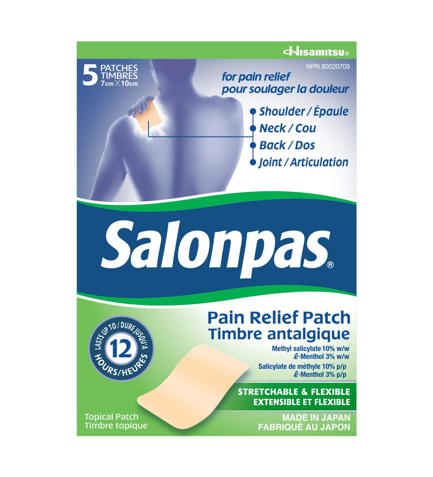 Salonpas 12 Hour Pain Relief Patch 5 Count (Pack of 1) - Buy Online on GoSupps.com
