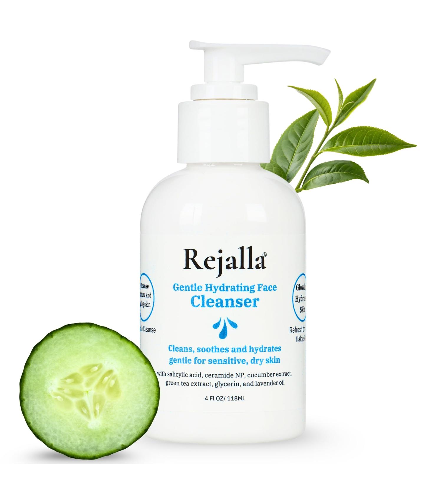 Rejalla - Face Wash for Women - Gentle Hydrating Facial Cleanser with Salicylic Acid Ceramide Glycerin Cucumber & Green Tea - Face Cleanser for Sensitive Dry & Mature Skin Makeup Remover - 4 oz - Buy Online on GoSupps.com