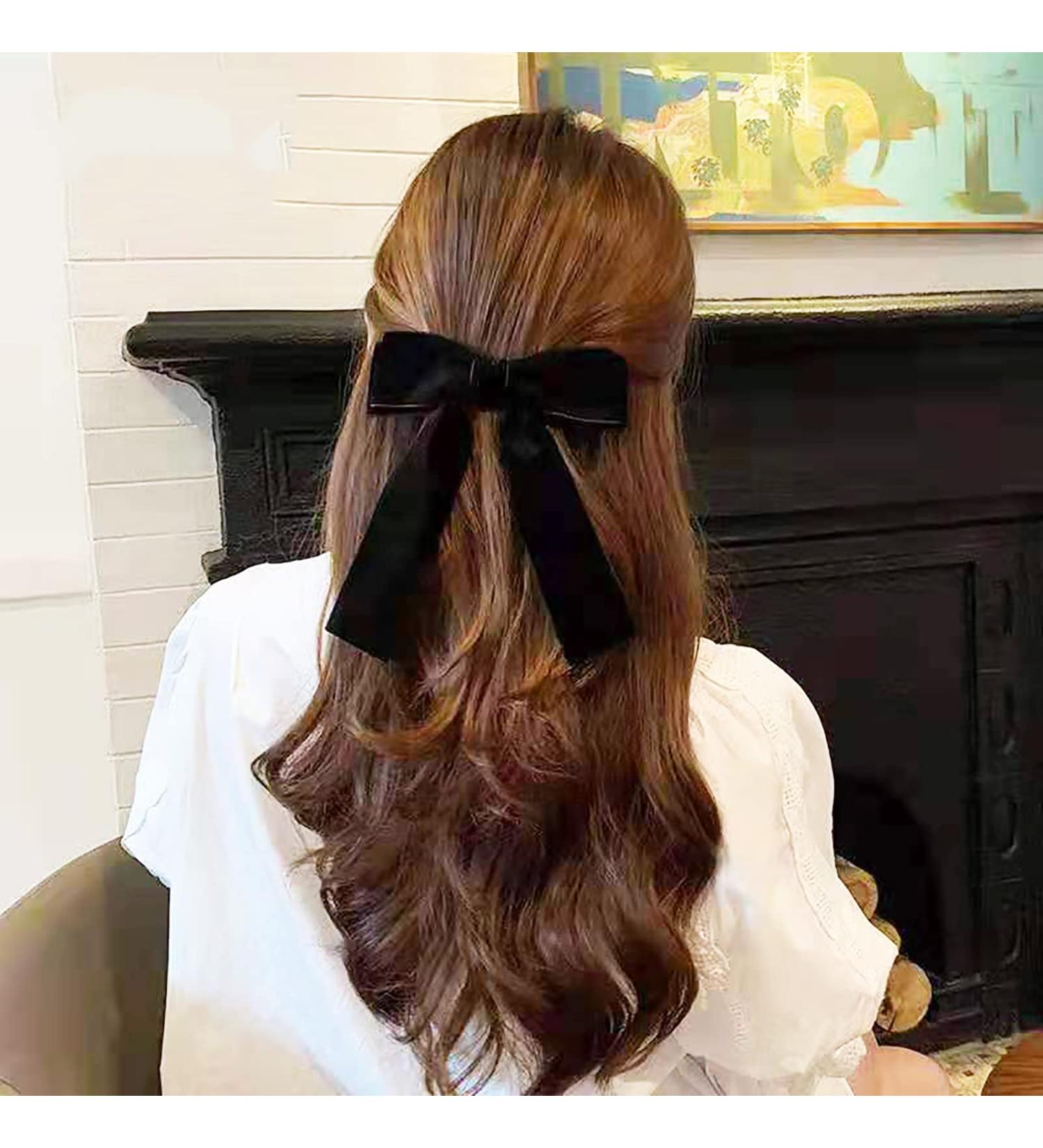 2PCS Handmade Velvet Bow Hair Clips and Headbands Set - Elegant Hair Accessories for Women and Girls - Red and Black - Perfect Gift for Mom - Ideal for Yoga and Outdoor Activities - Buy Online on GoSupps.com