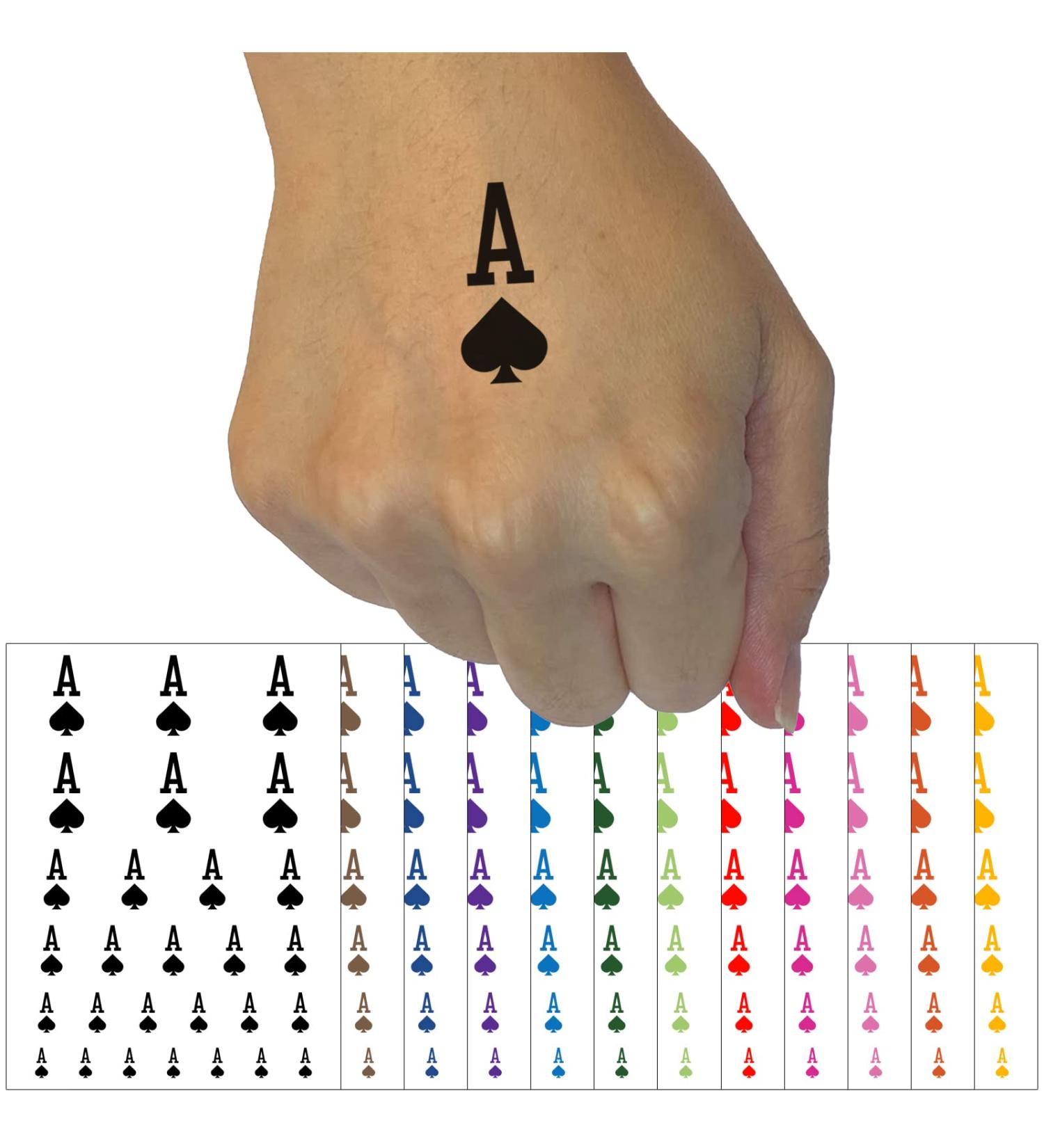 Ace of Spades Card Suit Temporary Tattoo Set - Black (One Sheet) - Water Resistant Fake Body Art Collection - Buy Online on GoSupps.com