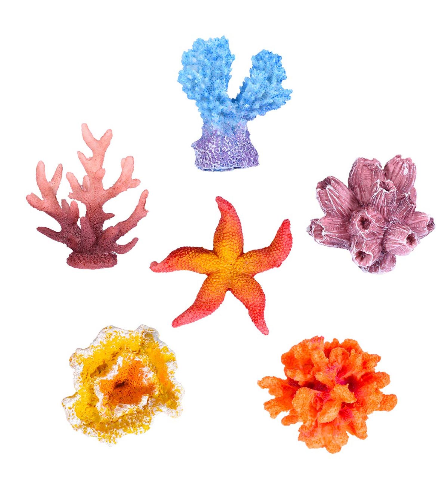 UEETEK 6-Pack Multicolor Sea Star & Coral Aquarium Decor - Realistic Fake Ornaments for Fish Tank Decoration - Buy Online on GoSupps.com