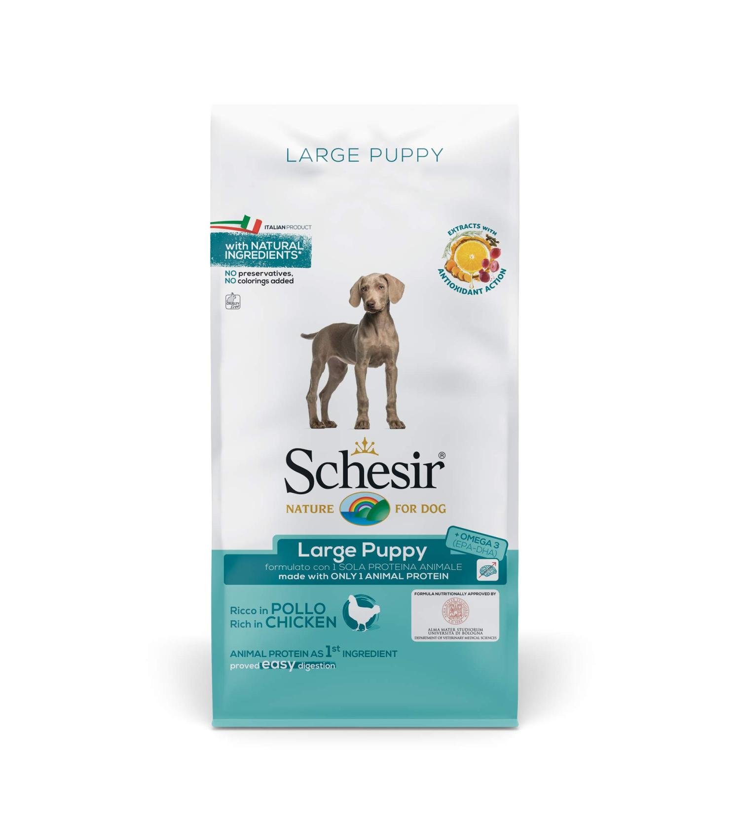 Schesir Large Puppy Food Chicken Flavor Croquettes - 12 kg Bag Format - Buy Online on GoSupps.com