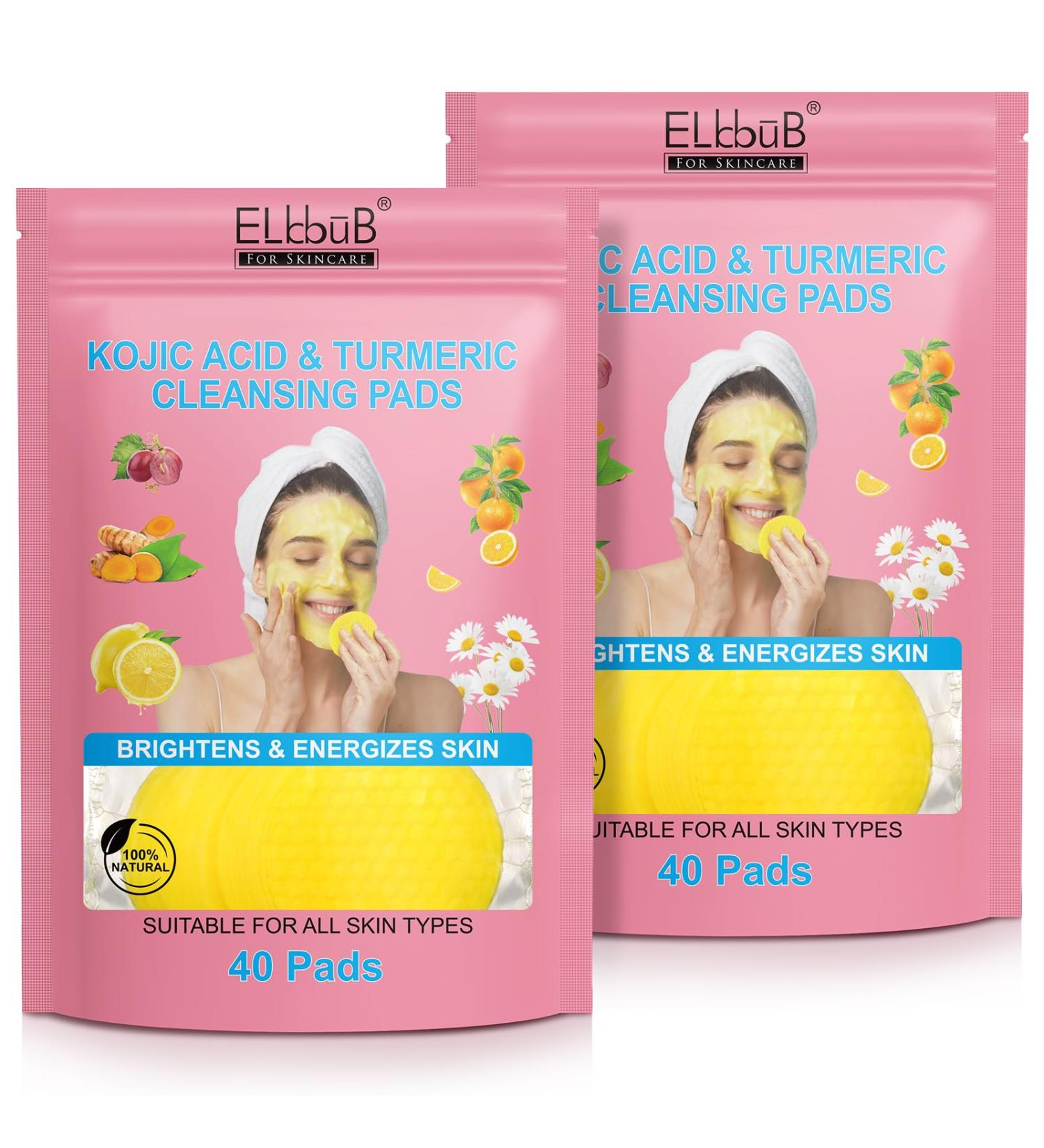 Turmeric & Kojic Acid Cleansing Pads - Gentle Daily Skincare for Face & Body | 40 Count Pack of 2 - International Shipping Available - Buy Online on GoSupps.com