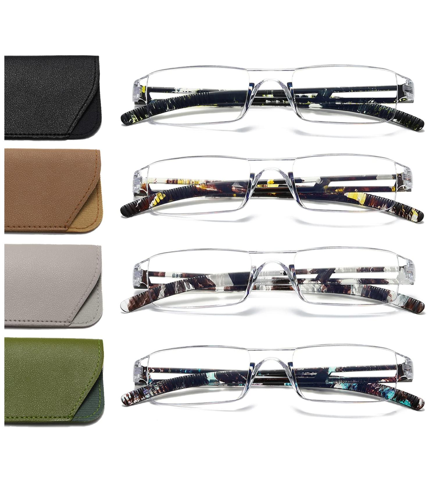 Hubeye 4 Pack Frameworkless Reading Glasses - Anti-Blue Light Lightweight & Convenient - Unisex 1.00 Diopters in Mixed Colors - Buy Online on GoSupps.com