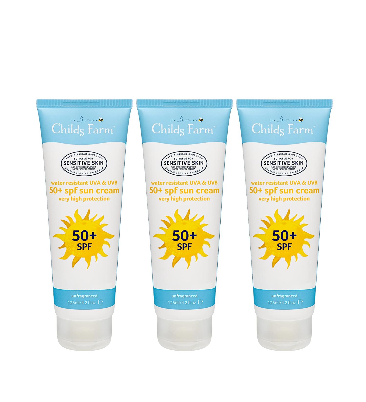 Childs Farm Set of 3 Sun Cream 50+ SPF Fragrance Free 125ml Tube - Bundle Pack for Kids - Buy Online on GoSupps.com
