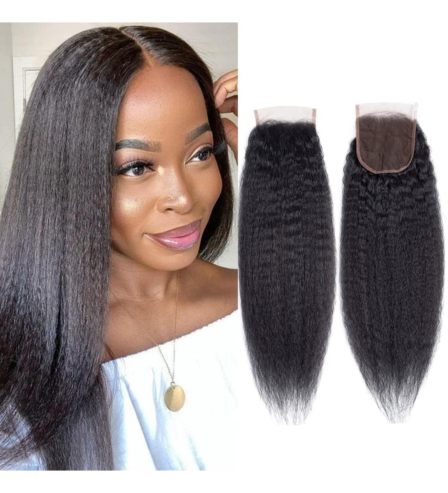 Brazilian Virgin Kinky Straight 4x4 Lace Closure 9A Grade Yaki Straight Human Hair 4x4 Transparent Lace closure Free Part Natural Black Color (10Inch kinky straight closure) 10Inch/KS 4X4 Kinky Straight Closure - Buy Online on GoSupps.com