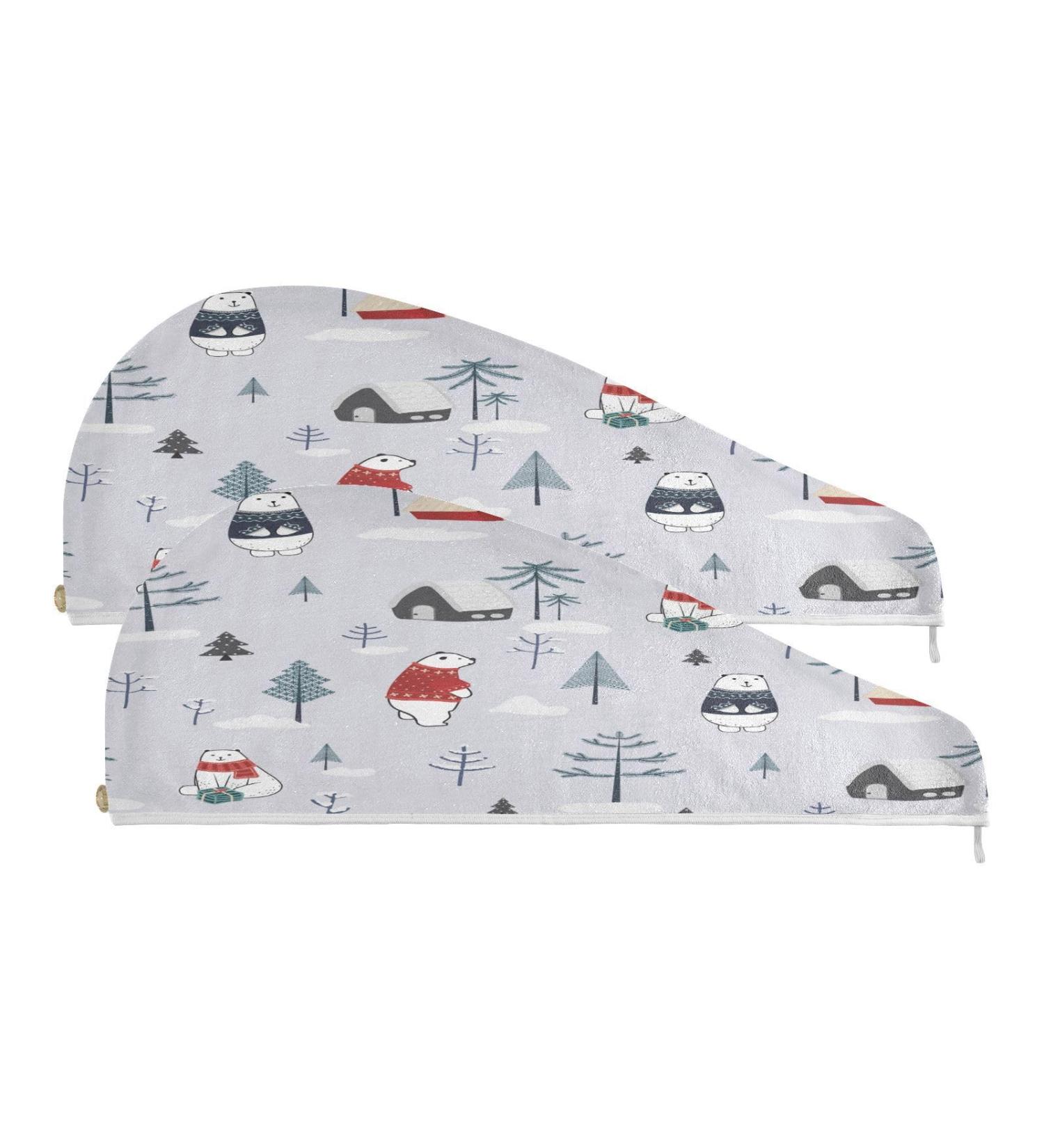 Cute Cartoon Polar Bear Dry Hair Cap & Quick Drying Towel Set | Super Absorbent Soft & Comfortable | Perfect for Home & Travel - Buy Online on GoSupps.com