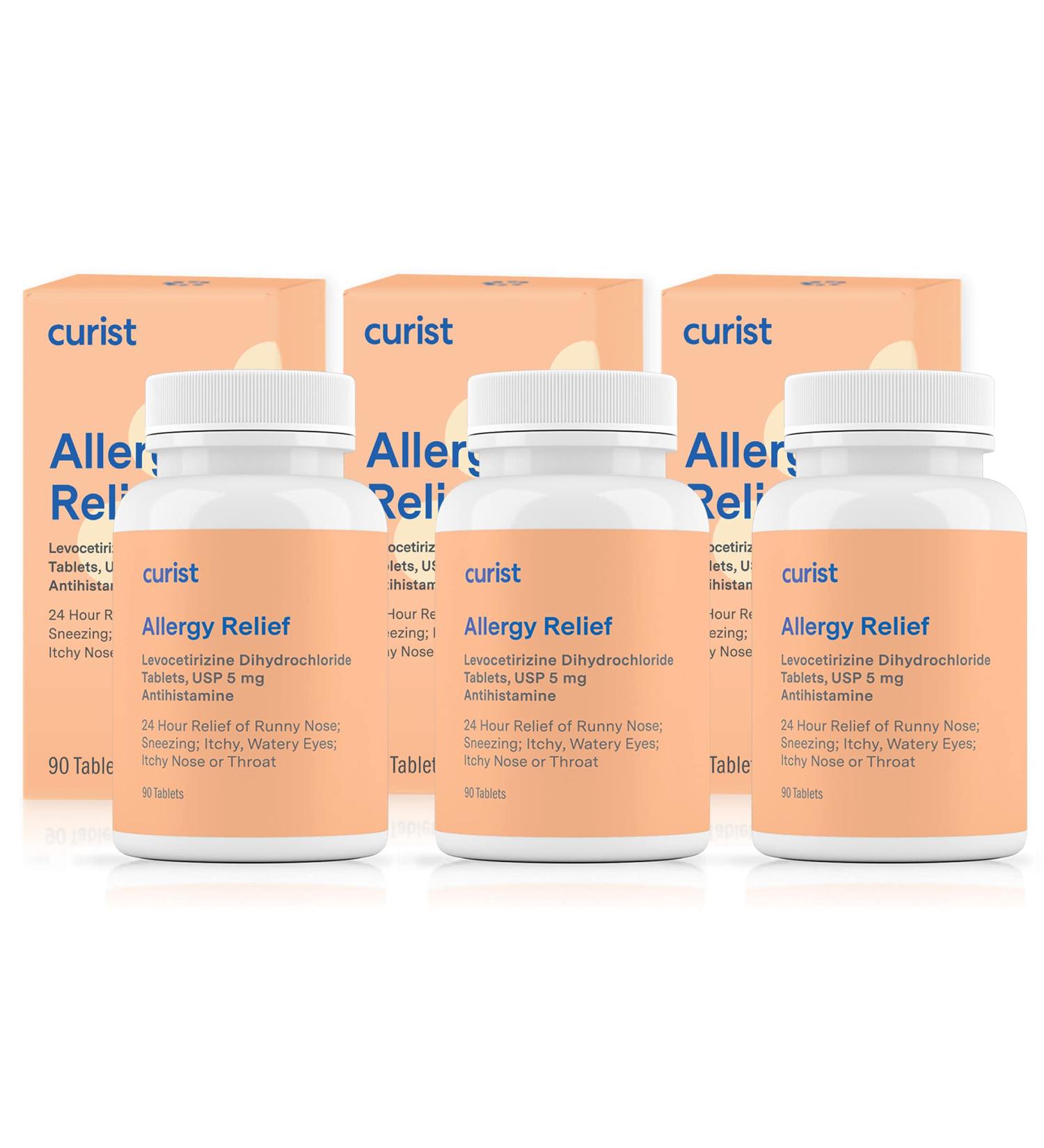 Curist Generic Levocetirizine Dihydrochloride 5mg Bulk (270 Tablets) - 24 Hour Allergy Relief - Allergy Medicine (3 Packs of 90 Tablets) - Buy Online on GoSupps.com