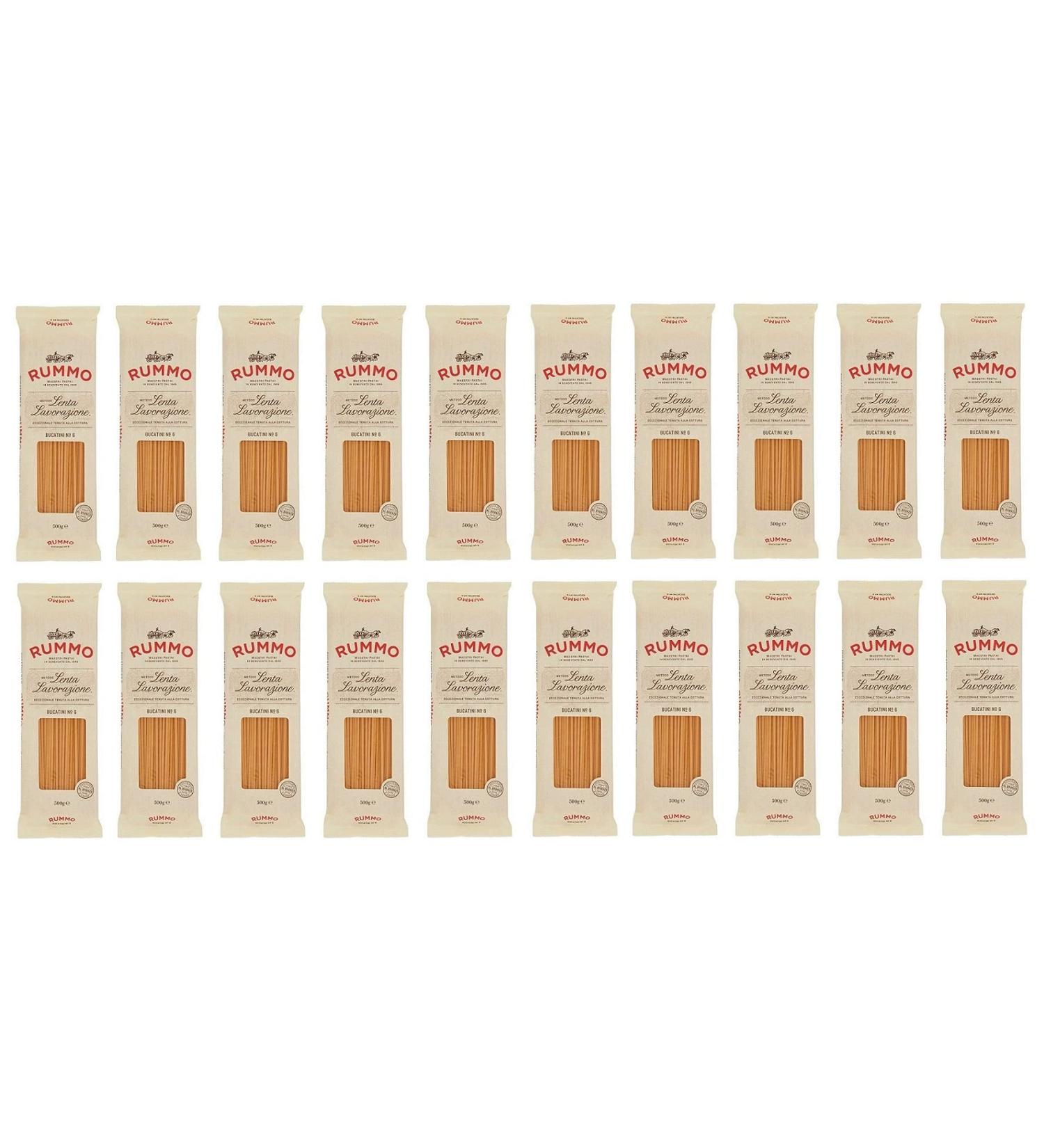 20 x Rummo Bucatini N 6 pasta Lenta Lavorazione pasta from durum wheat semolina bronze drawing 500 g
