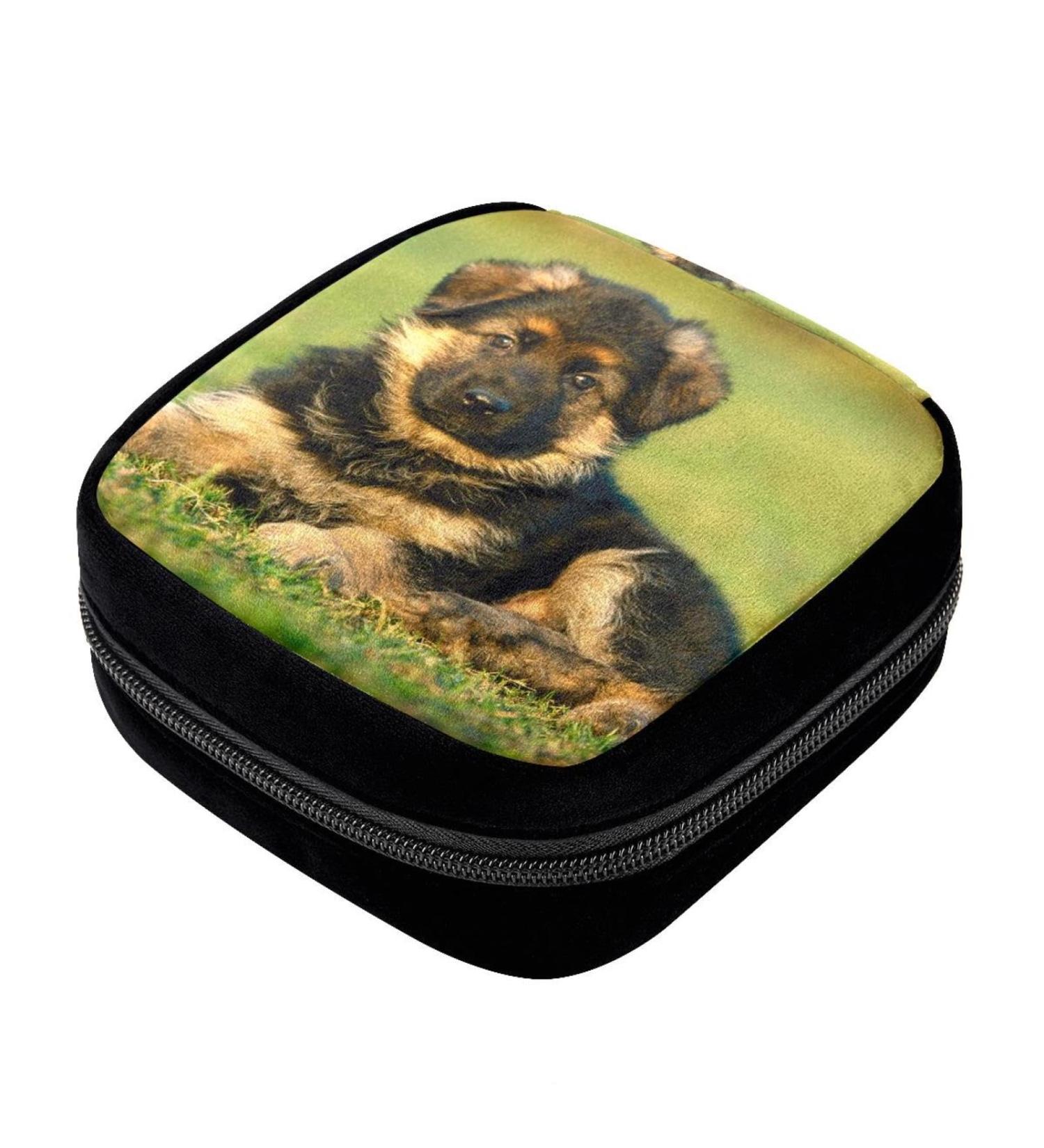 German Shepherd Period Bag | Sanitary Napkin Storage & Pad Holder | Makeup Pouch Color 3042 - Buy Online on GoSupps.com