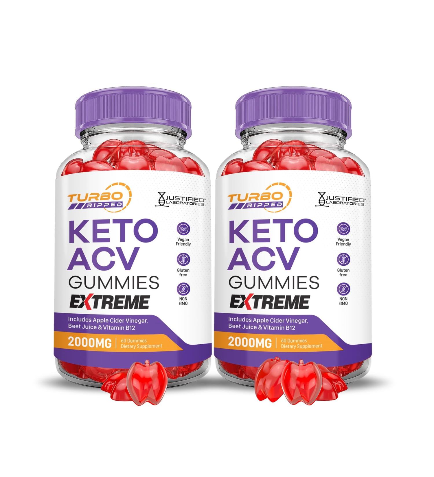 Justified Laboratories (2 Pack Turbo Ripped Keto ACV Gummies Extreme 2000MG Turbo Ripped Keto Gummies Apple Cider Vinegar Formulated with Pomegranate Beet Juice Powder B12 Vegan Non GMO 120 Gummys 60 Count (Pack of 2) - Buy Online on GoSupps.com