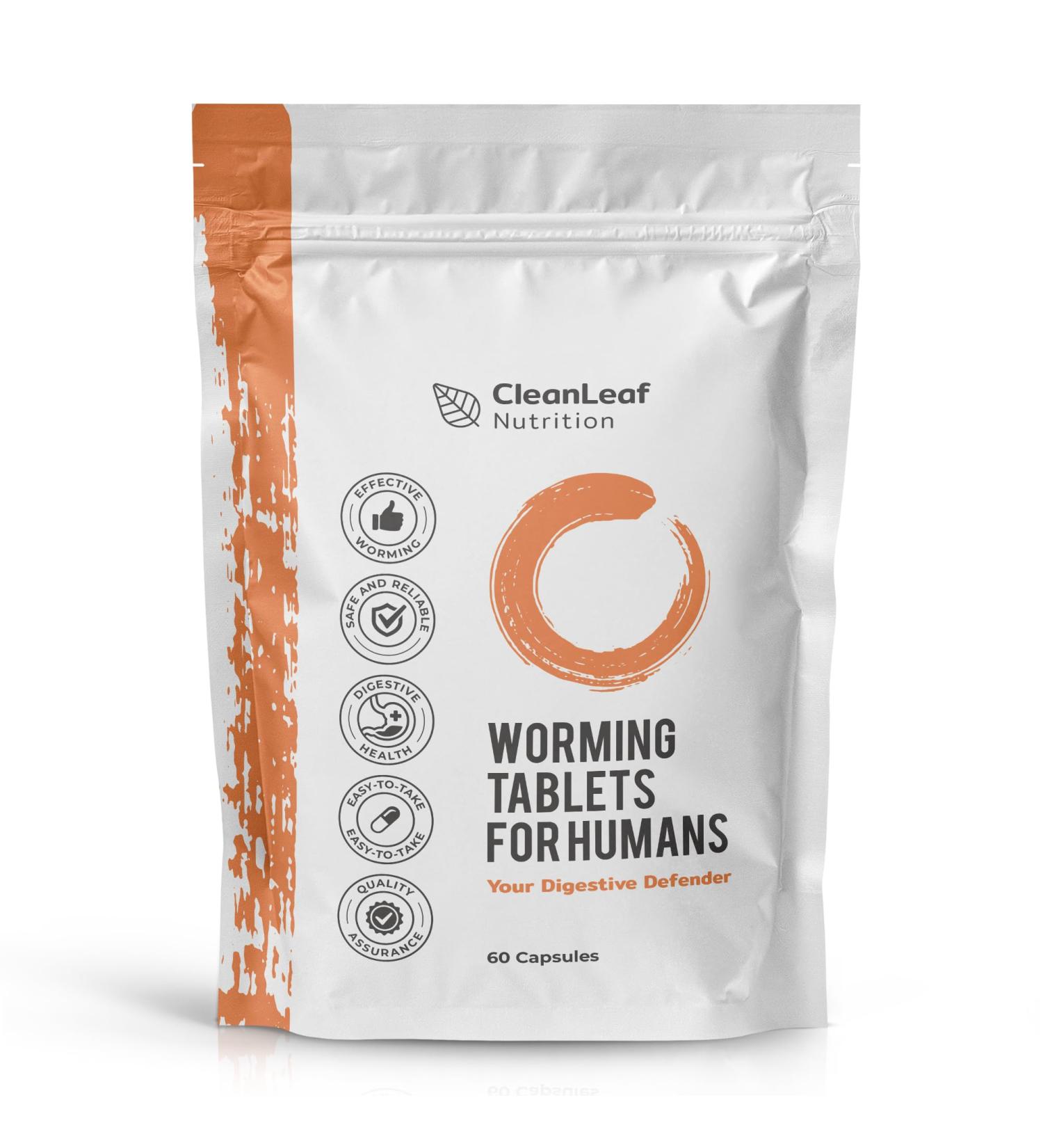CleanLeaf Herbal Wellness Tablets - Natural Formula with Wormwood, Black Walnut & Clove - 60 Capsules - Buy Online on GoSupps.com