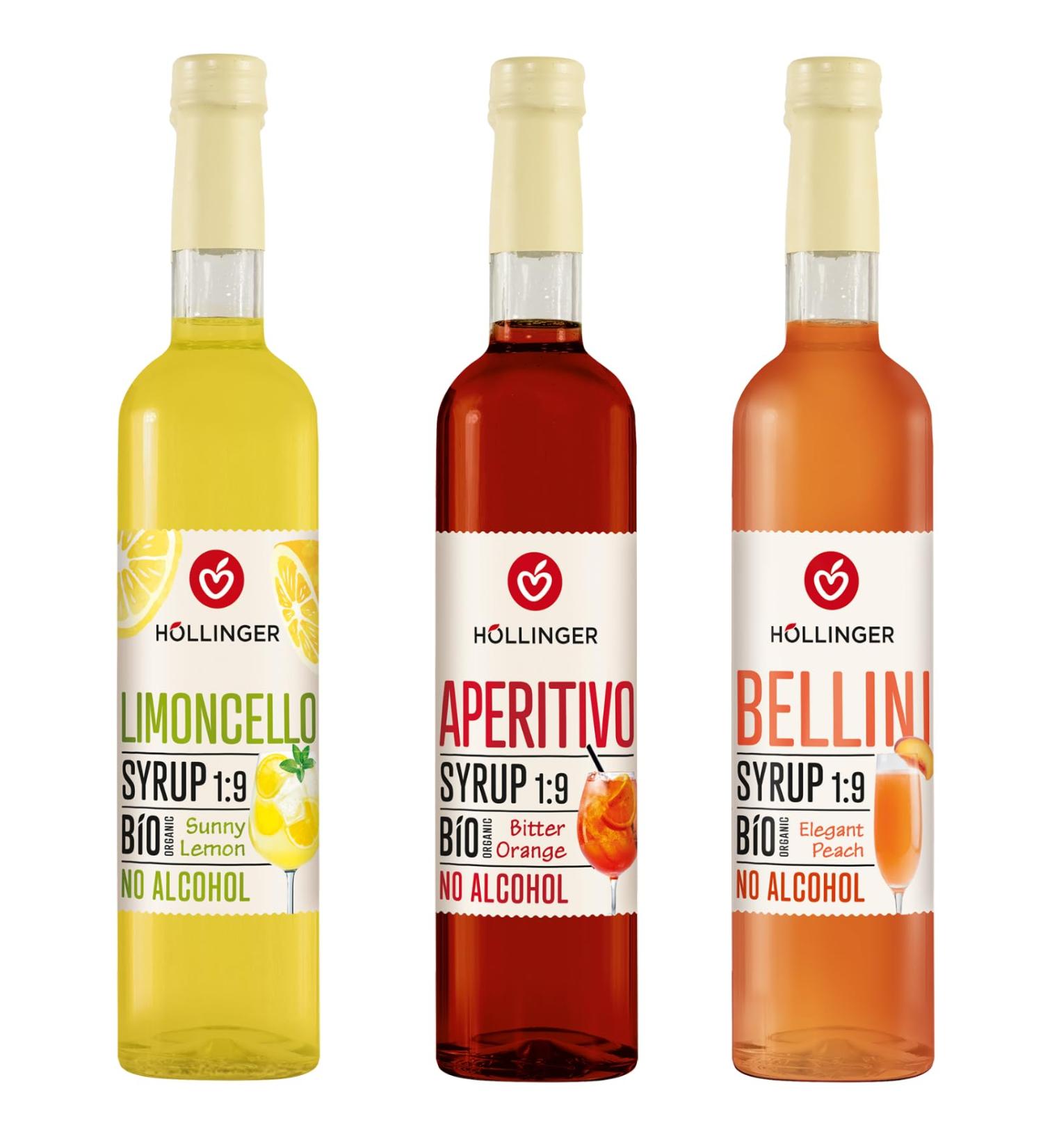 H LLINGER Sirops Viva Italia Cocktail Bio Sans Alcool Pack de 3 Saveurs (Limoncello Aperitivo Bellini) 3x500ml Concentr 1:9 - Buy Online on GoSupps.com