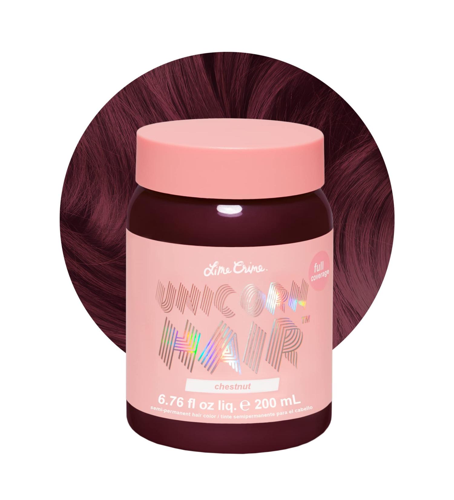 Lime Crime Unicorn Hair Dye Chestnut - Vegan & Cruelty-Free Semi-Permanent Color for Temporary Maroon Brown Hair - Buy Online on GoSupps.com
