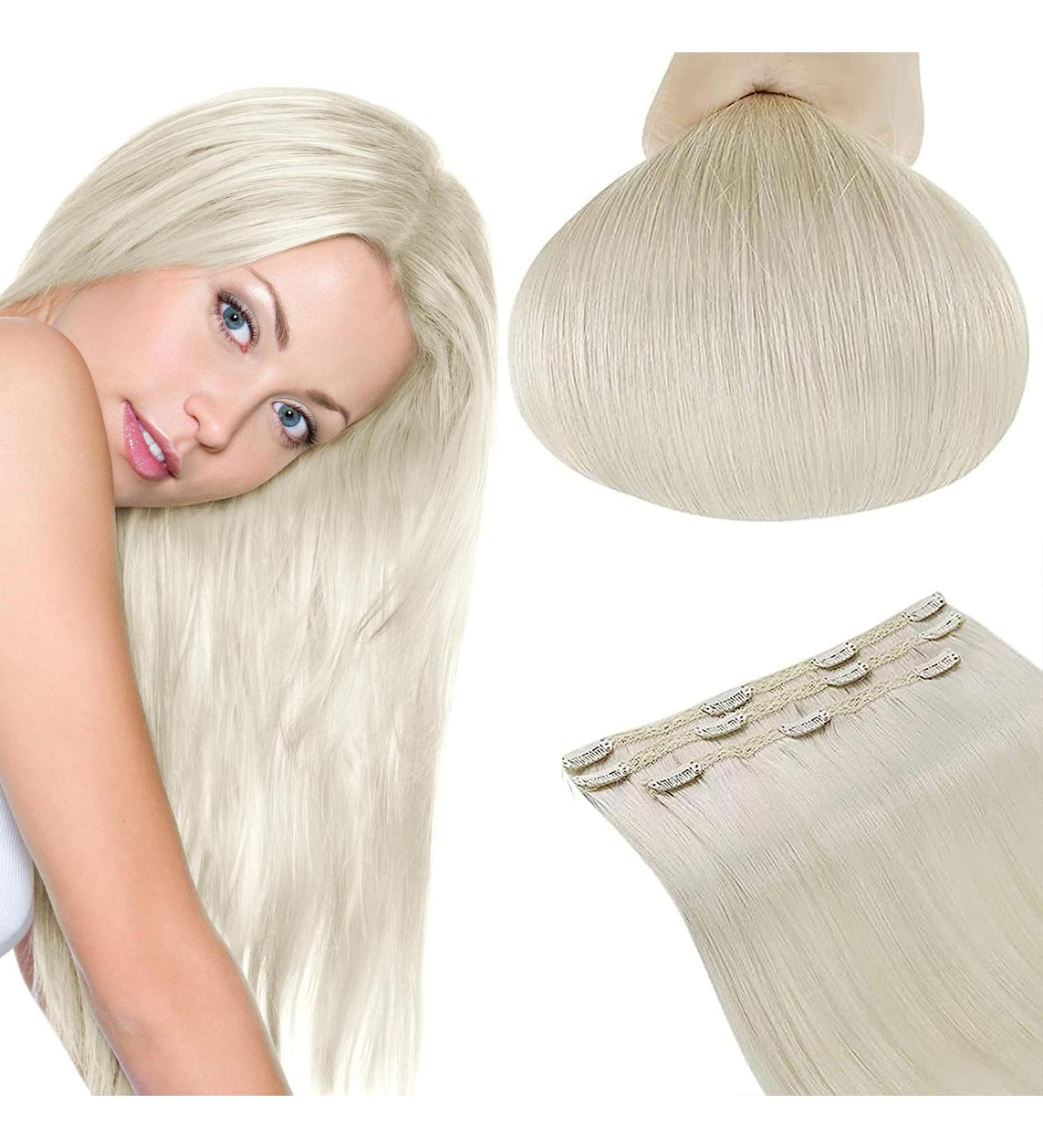Runature 20-Inch Clip-In Remy Real Hair Extensions - White Blonde #800 50g 3 Pieces for Gorgeous Volume - Buy Online on GoSupps.com