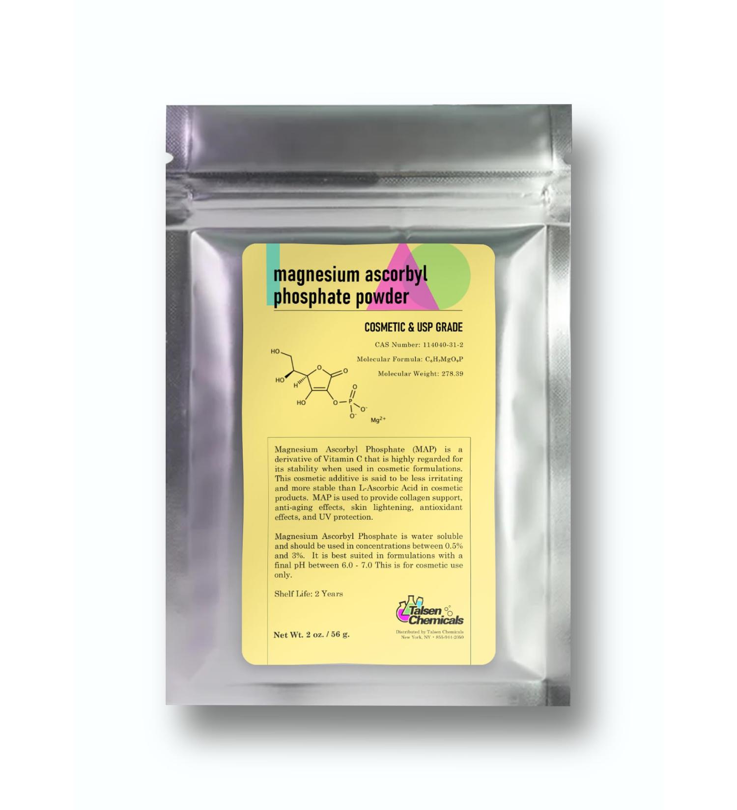 Talsen Chemicals Magnesium Ascorbyl Phosphate Powder Magnesium Ascorbyl Phosphate Stable Vitamin C Magnesium Ascorbyl Phosphate MAP Powder for DIY Skincare Products (2 Ounce / 56 Grams) - Buy Online on GoSupps.com