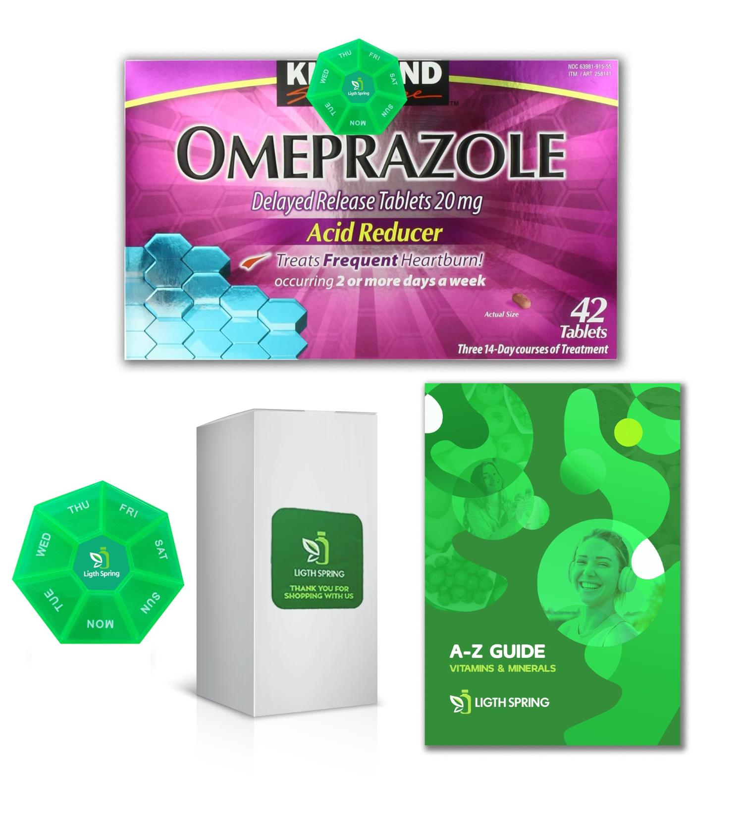 Omeprazole 20 mg Delayed Release Tablets - 42 Count Acid Reducer | A to Z Better Light & Spring Guide - Buy Online on GoSupps.com