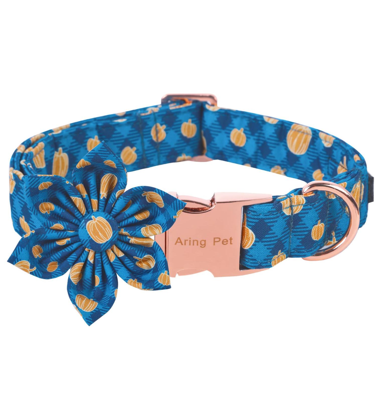 Shop Aring Pet Pumpkin Dog Ribbon - Adjustable Cotton Halloween Plaid with Flower | XL Halloween Pumpkin Accessories for Dogs - Buy Online on GoSupps.com