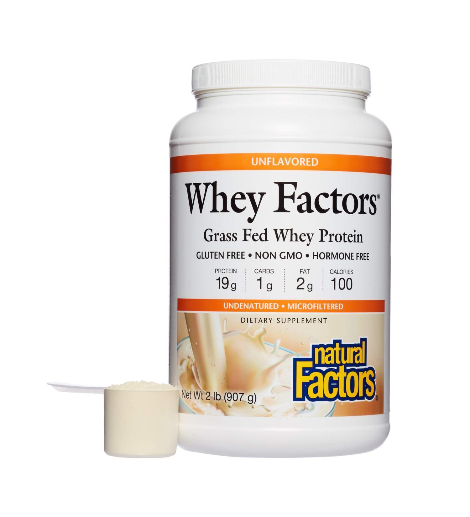 Natural Factors Grass Fed Whey Protein Unflavored - 2 lbs (907 g) | High-Quality Protein Supplement - Buy Online on GoSupps.com