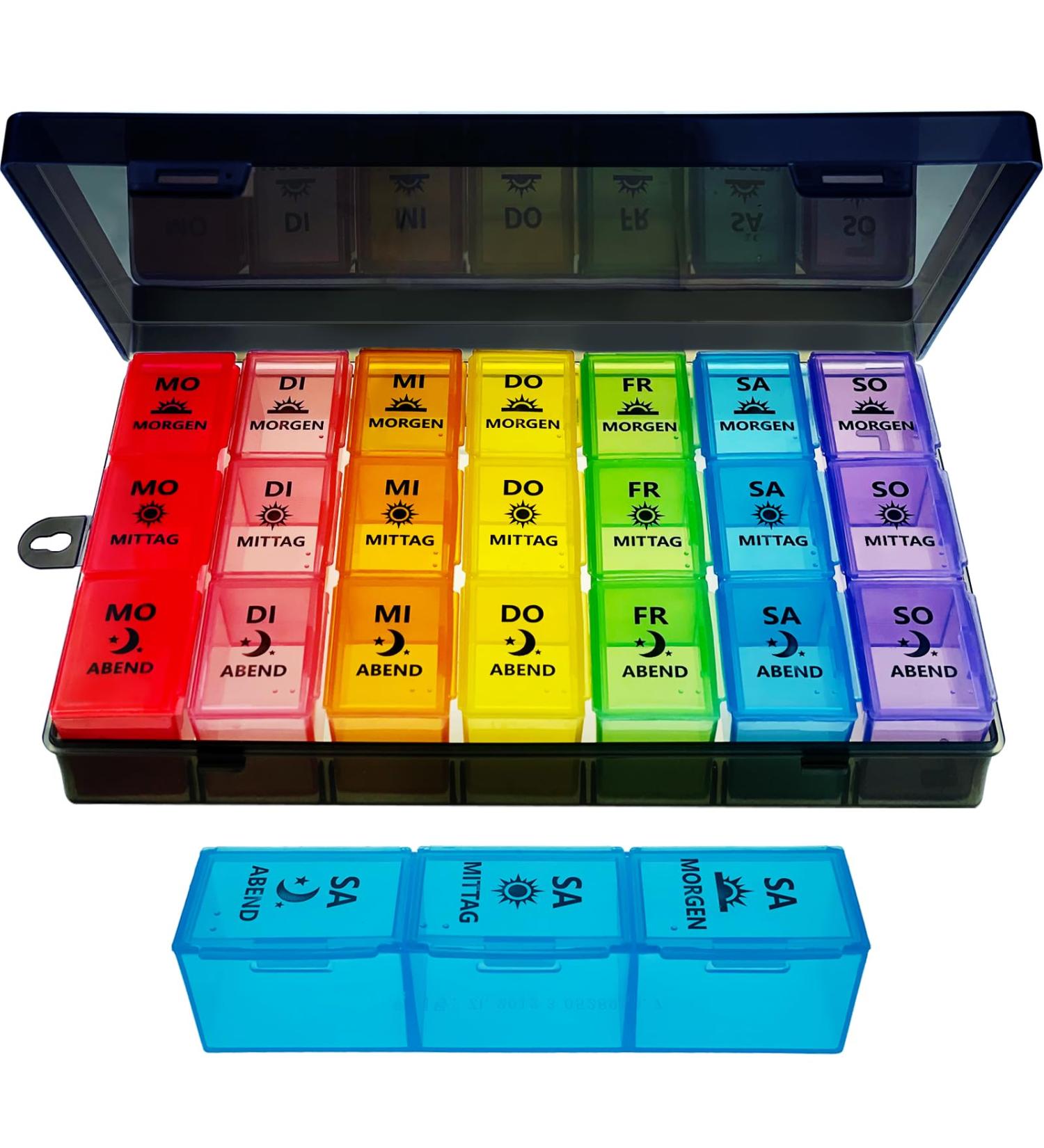 Zvzm 7-Day Pill Organizer - Large Compartments for Kids & Seniors | Weekly Tablet Box for Medication Management - Black - Buy Online on GoSupps.com
