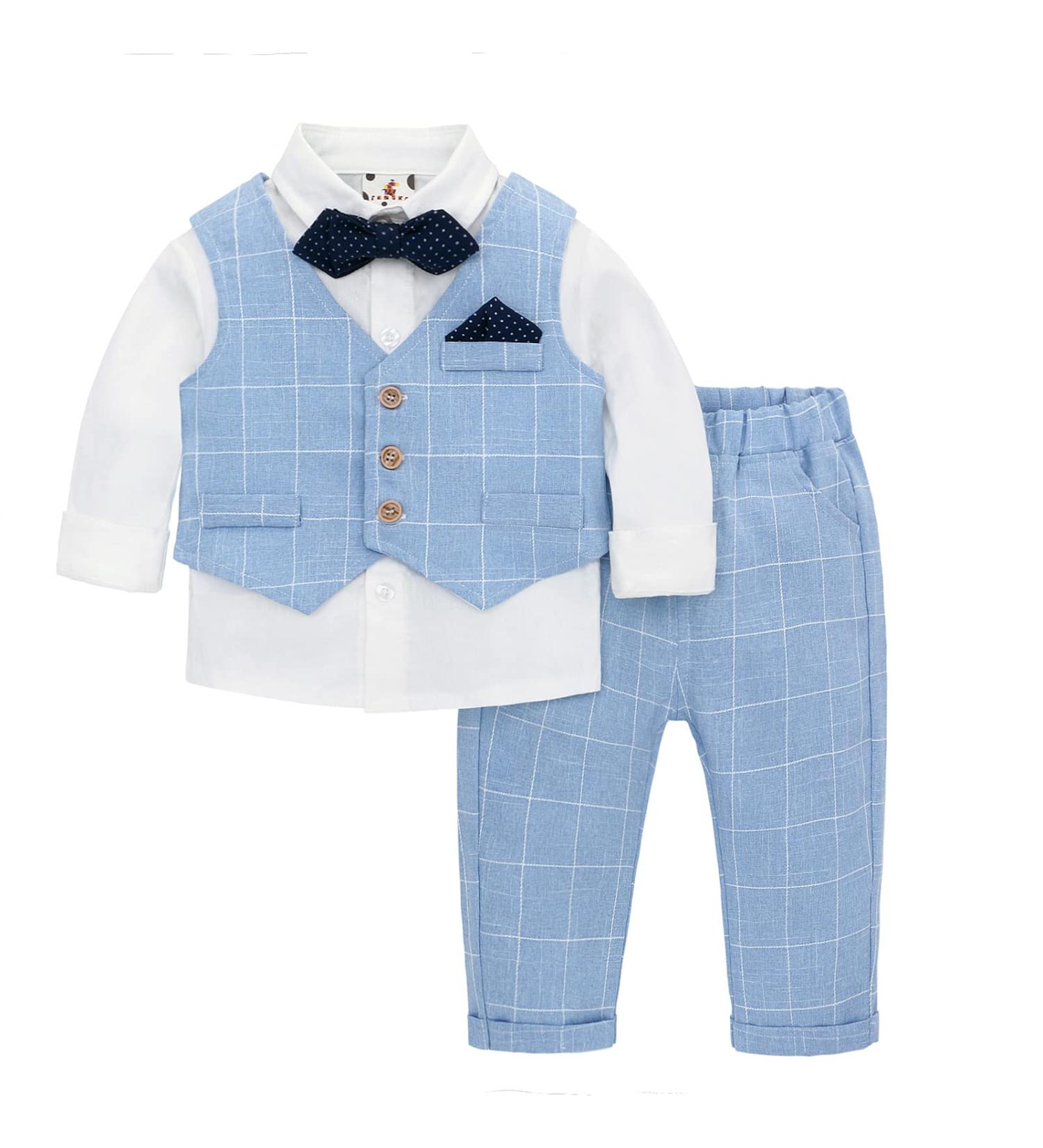 famuka Baby Boys Gentleman Suits Kids Tuxedo Clothing Set (Blue 120)