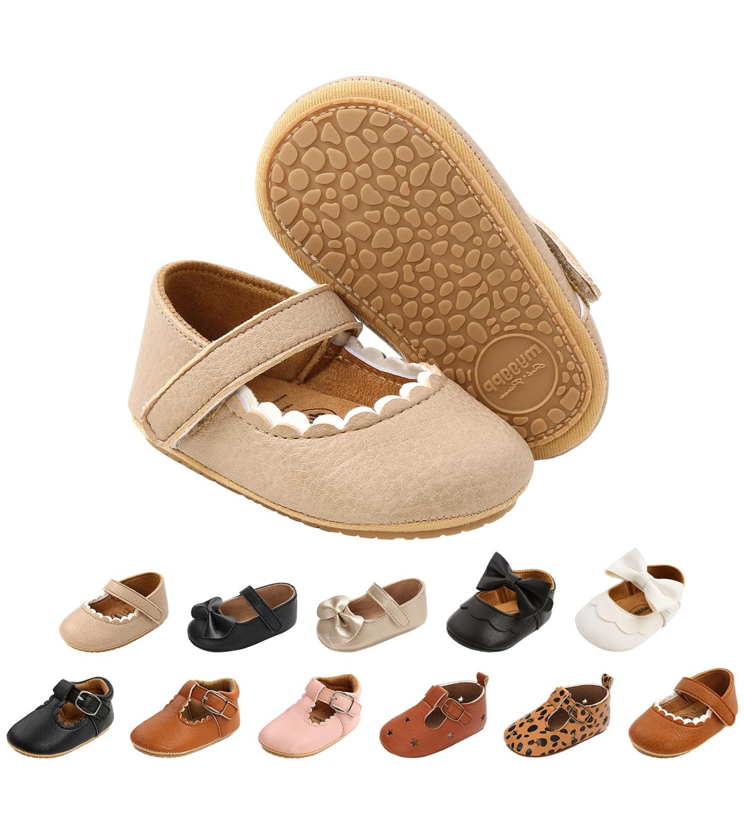 Baby Girls Mary Jane First Walking Shoes | Anti-Slip PU Leather Princess Shoes | Infant Baby Shoes 0-6 Months - Buy Online on GoSupps.com