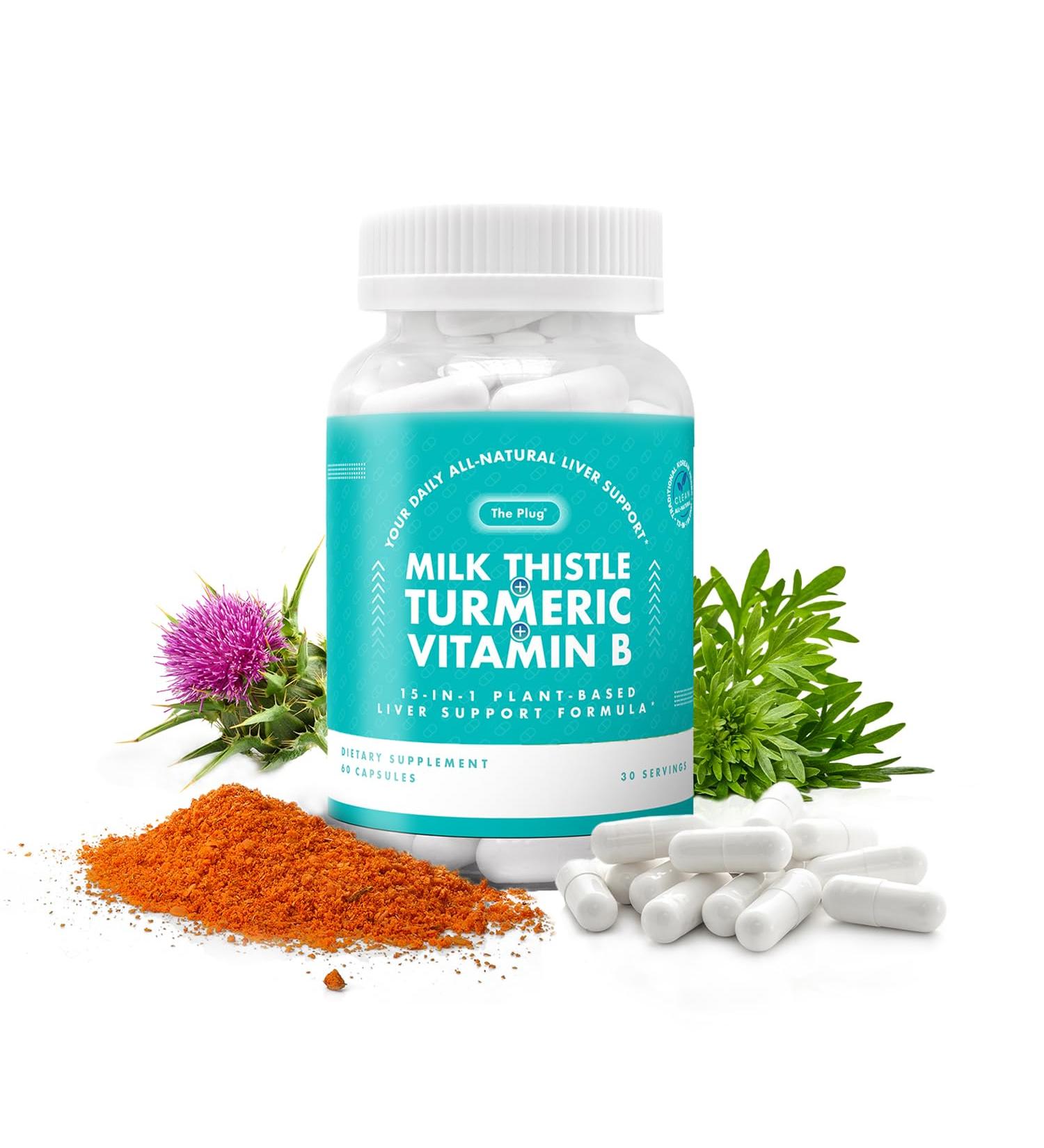 The Plug Liver Cleanse Detox & Repair Milk Thistle (Silymarin) Turmeric Dandelion Root & Vitamin B Herbal Capsules for Liver Digestive & Immune Support Non-GMO Gluten-Free Kosher 60 Capsules - Buy Online on GoSupps.com