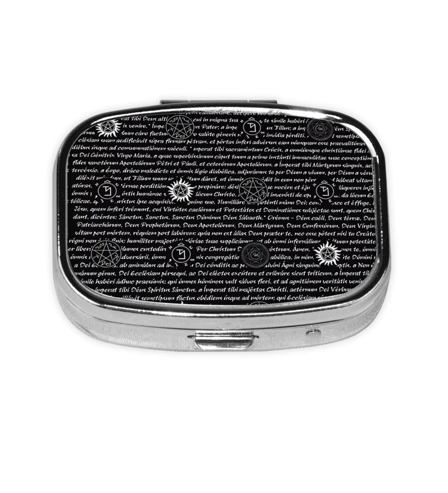 Supernatural Inspiration Stylish Square Pill Box | Portable Lightweight Electroplated Med Box with Two Safety Partitions for Medications - Buy Online on GoSupps.com
