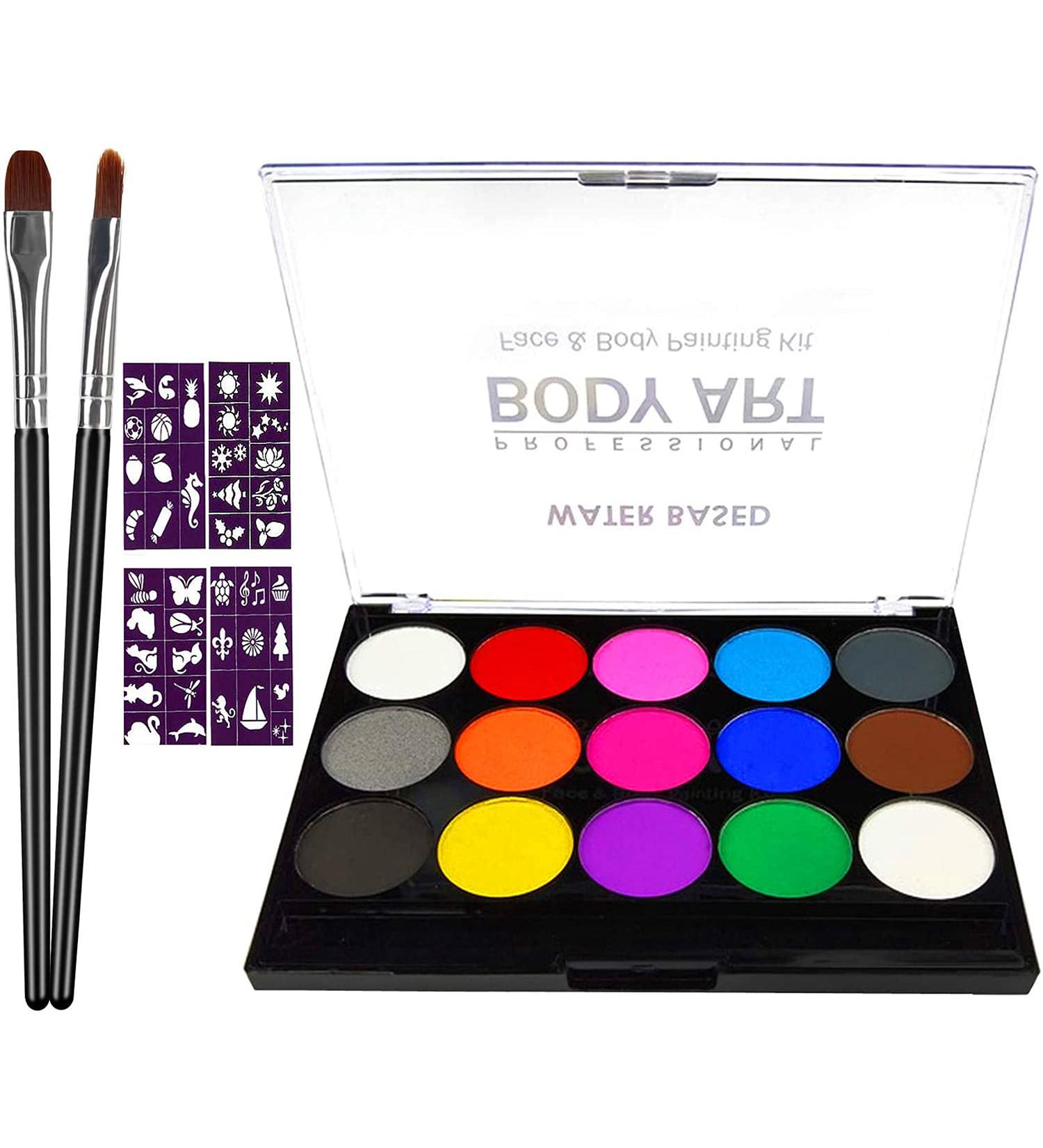 Xpassion Body Painting Face Paint Kit - 15 Color Professional Palette for Halloween, Cosplay, Kids Art and Festive Makeup - Buy Online on GoSupps.com