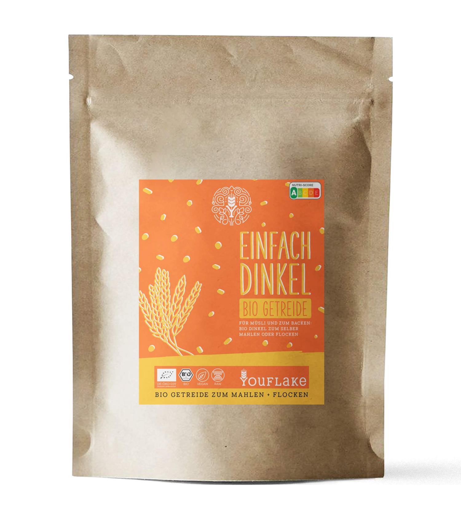  YouFlake YouFlake BigPack of Organic Cereal 2.5 kg | 100% Organic Cereal from Germany | Cereal for Grinding or Flocking | For Cereal and Pastry (Organic Spelt). - Buy Online on GoSupps.com