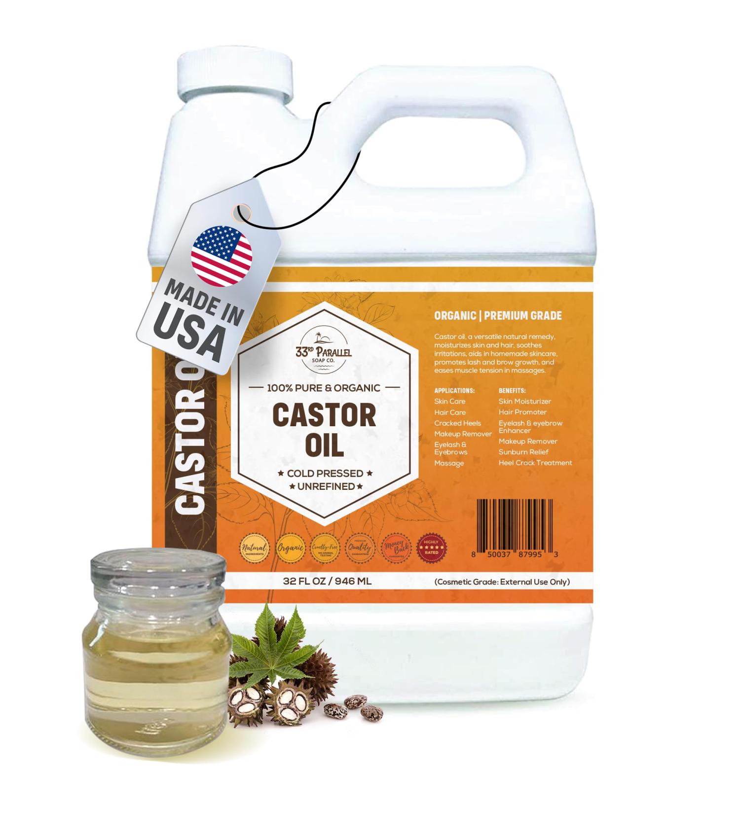 ORGANIC CASTOR OIL ( 32 oz ) Premium Cold Pressed Unrefined | 100% Natural Promotes Healthy Skin & Hair | Thickens Eyebrows Lengthens Eyelashes | Strengthens Nails Cuticles | Massage Oil | 32 FL OZ - Buy Online on GoSupps.com
