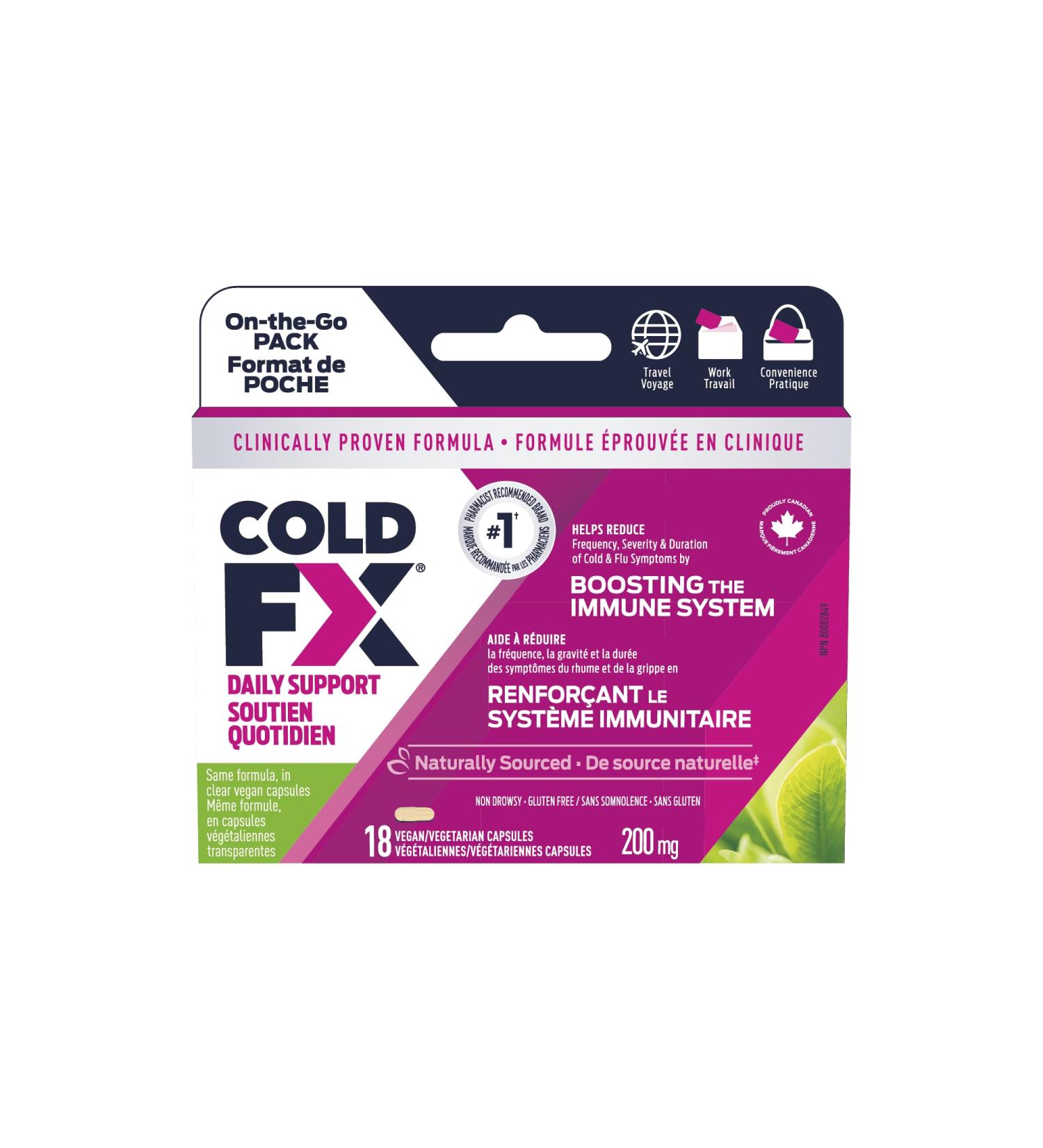 COLD-FX Daily Support Ginseng Extract Reduce Chance Cold and Flu Support Immune System - 18 Vegan Capsules - Buy Online on GoSupps.com