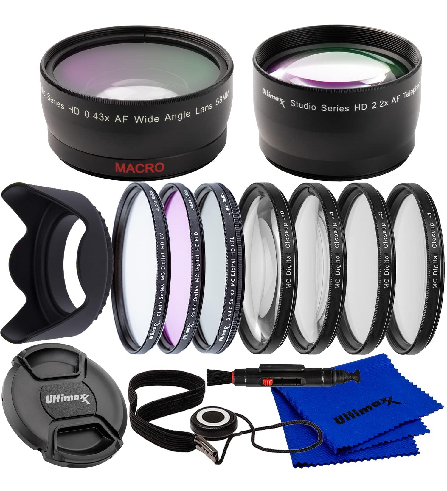 Ultimaxx 55MM Lens Filter Kit with 2.2X Telephoto, Wide Angle, Macro Lenses - Compatible with Nikon D3400 D3500 D5500 D5600 Camera & AF-P DX 18-55mm Lens - Buy Online on GoSupps.com