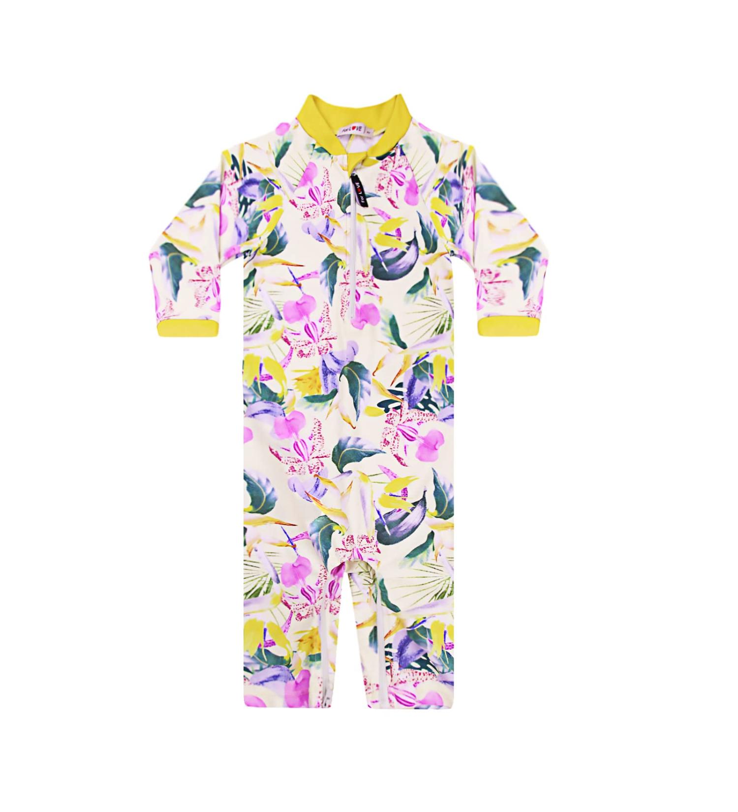 weVSwe Baby Toddler Boy Swimsuit | UPF 50+ Sun Protection Rash Guard Swimwear | Crotch Zipper | 0-3 Years | 0-6 Months | Flower Design - Buy Online on GoSupps.com