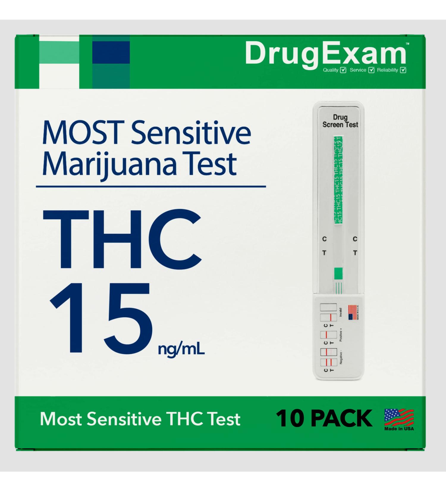 10 Pack DrugExam USA-Made 15 ng/mL THC Marijuana Drug Test Kit - Detect Any Form of THC - Pack of 10 - Buy Online on GoSupps.com