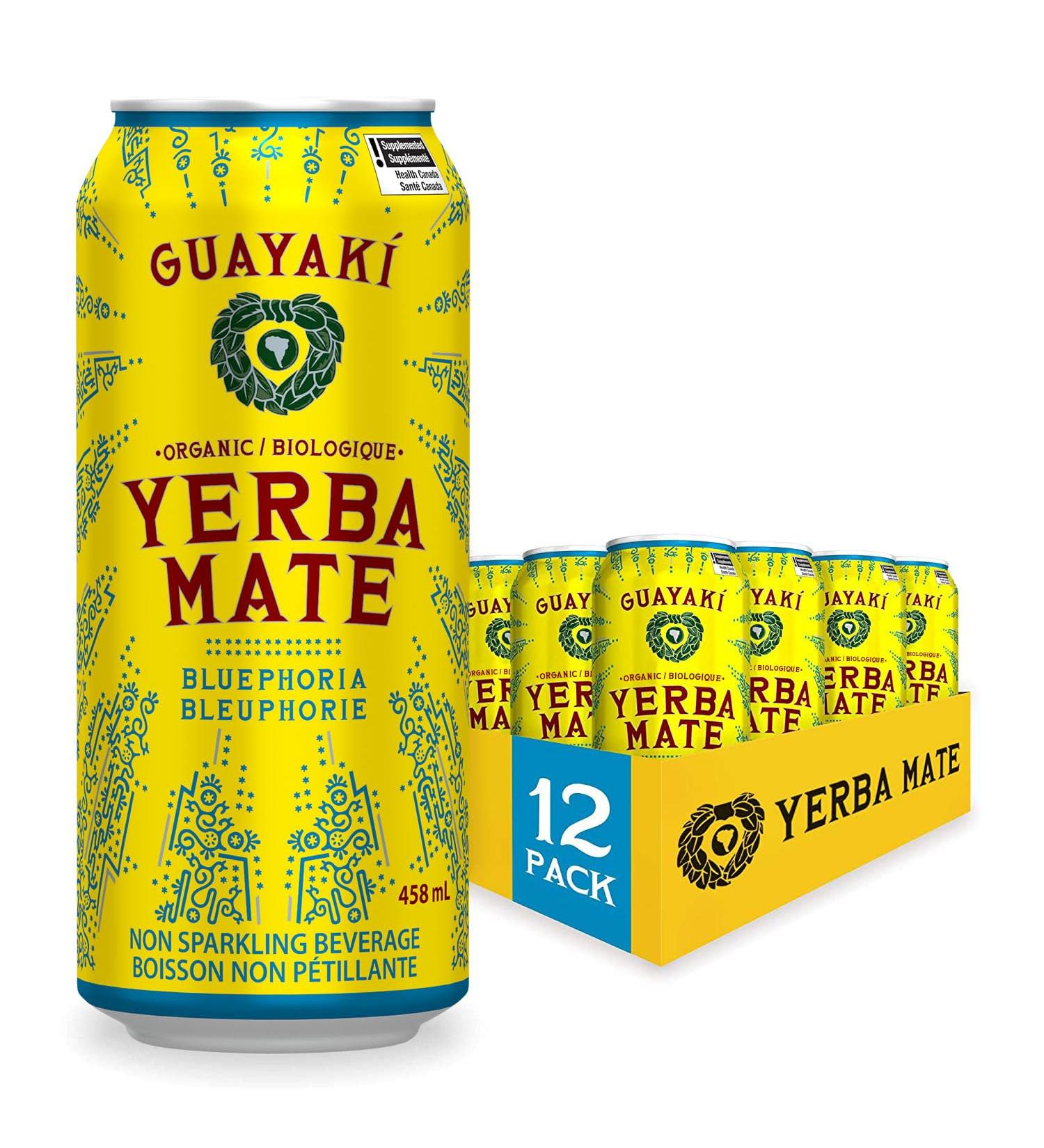 Guayaki Yerba Mate Tea Canned Beverage Bluephoria Flavor 458 mL (Pack of 12) - Buy Online on GoSupps.com