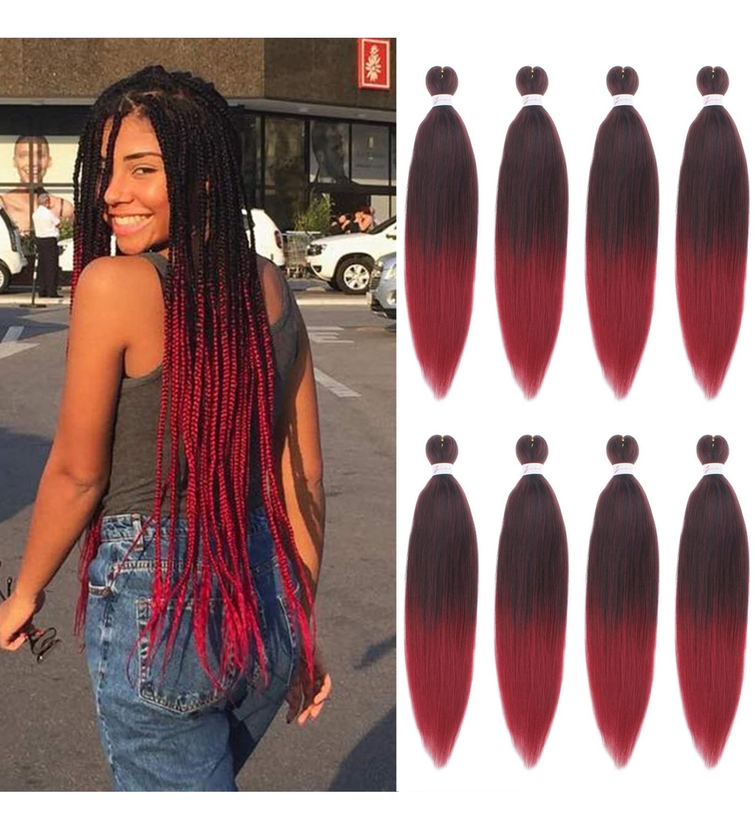 Xtrend 26 Inch EZ Braids 8Packs Ombre Bungundy Pre-Stretched Easy Braiding Hair Extensions Itch Free Hot Water Setting Synthetic Fiber Hair Extensions 1B900# 26 Inch (Pack of 8) 1B900# - Buy Online on GoSupps.com
