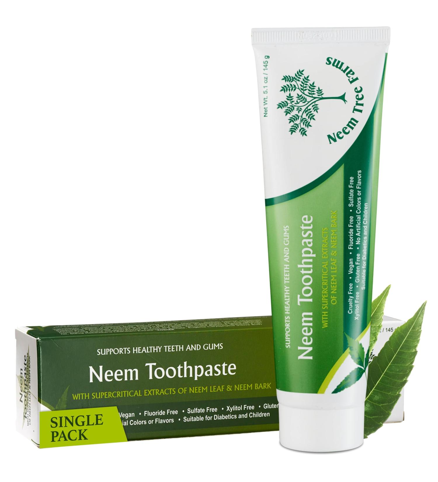 Neem Fluoride Free Toothpaste - Adult and Children Friendly - 100% Vegan Natural Toothpaste Gluten Free No Artificial Ingredients - Supports Daily Gum Care - with Clove & Stevia 5 oz 5 oz (Pack of 1) - Buy Online on GoSupps.com