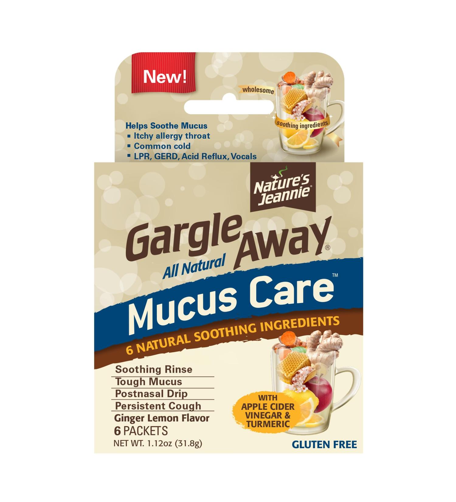 Gargle Away by Nature's Jeannie All Natural Mucus Care- Soothes Mucus Post Nasal Drip Persistent Cough 6 Packets Ginger Lemon Flavor 1 - Buy Online on GoSupps.com