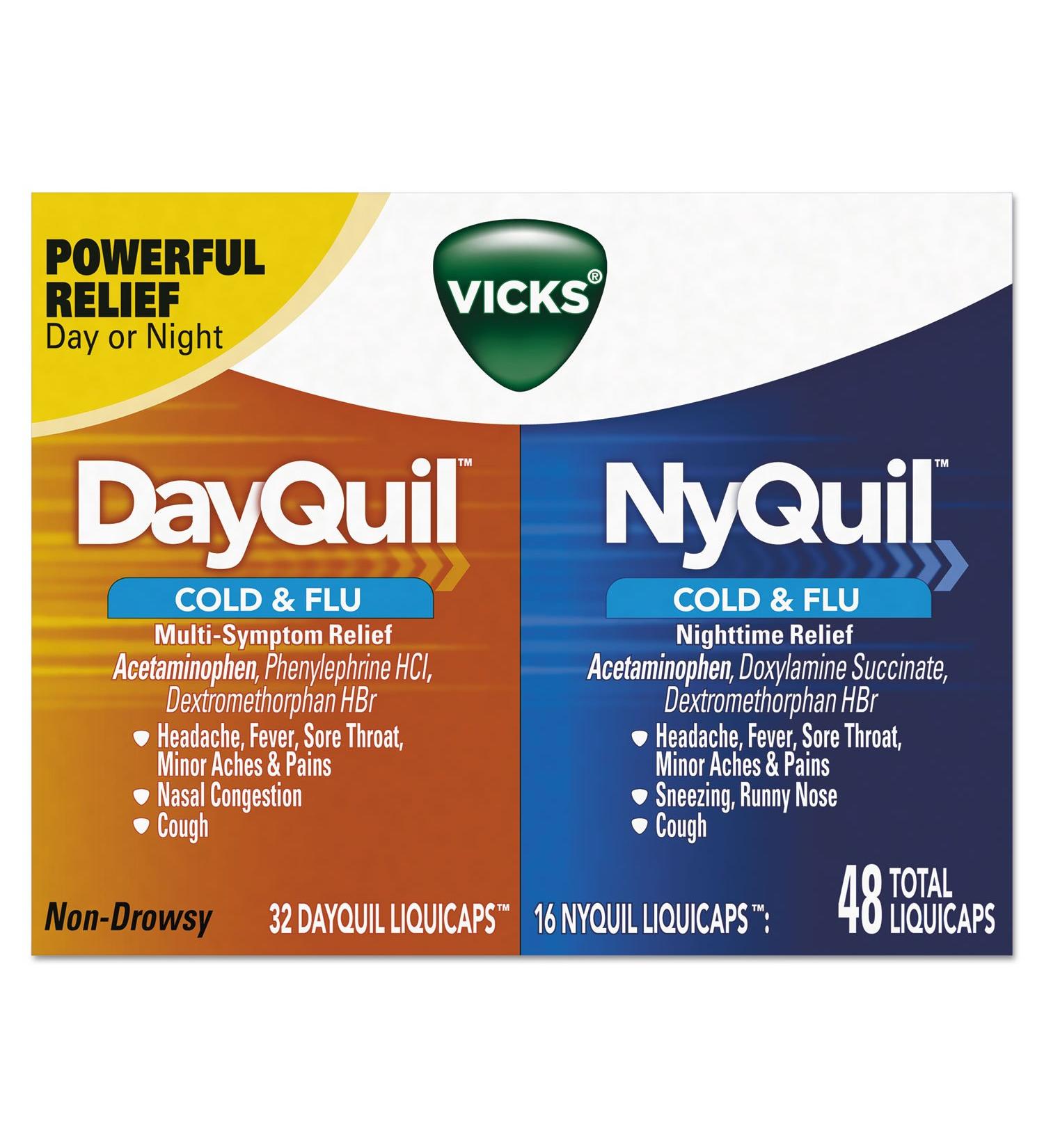 Vicks DayQuil & NyQuil Cold Flu Combo Pack - 48 Liquicaps - Buy Online on GoSupps.com