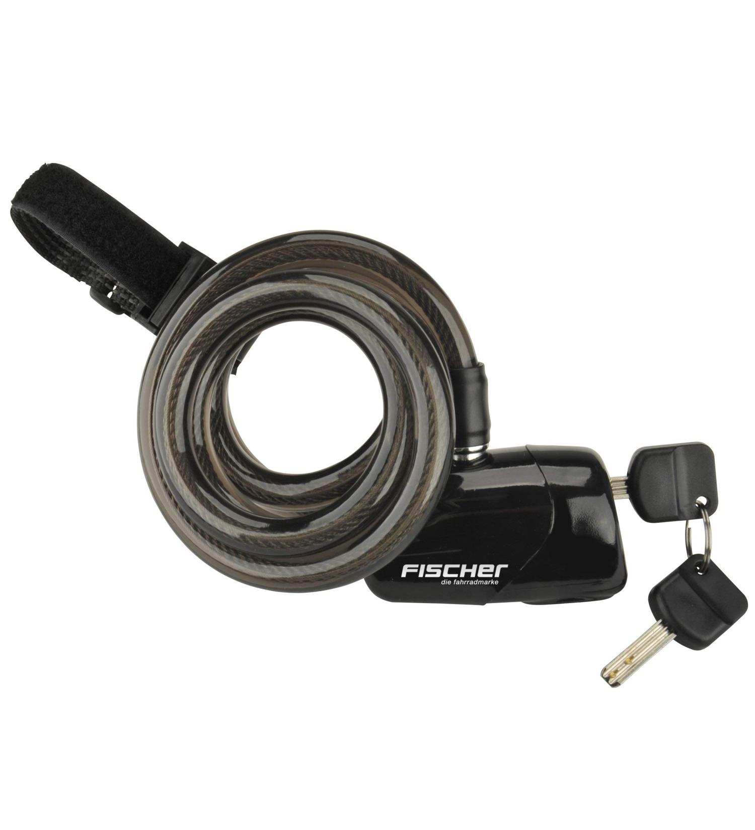 FISCHER 85908 alarm spiral lock | Alarm in case of theft | 120cm | 110 db | Spiral lock | 2 keys black