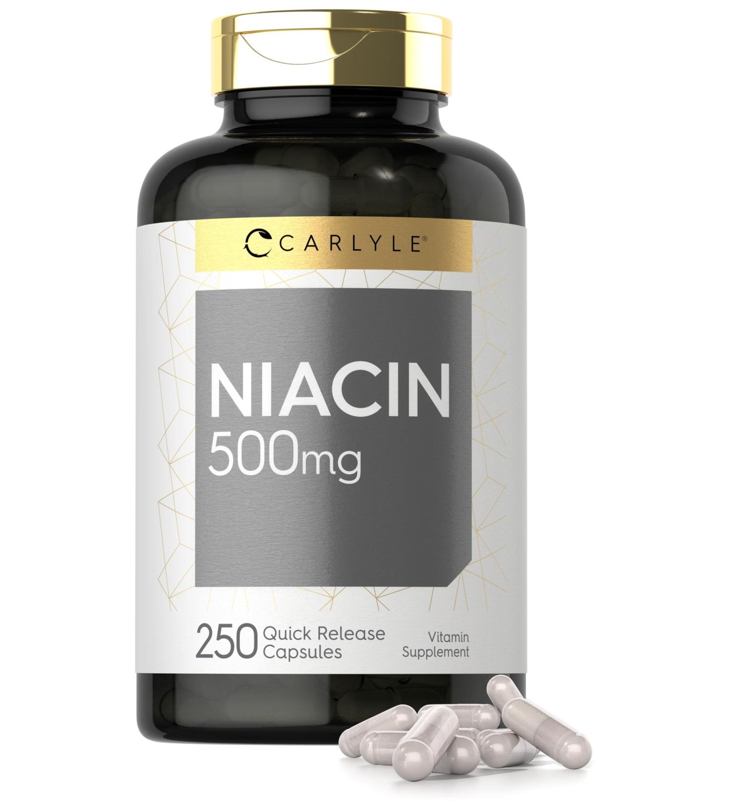 Carlyle Niacin 500mg | 250 Capsules - Non-GMO & Gluten Free - Buy Online on GoSupps.com