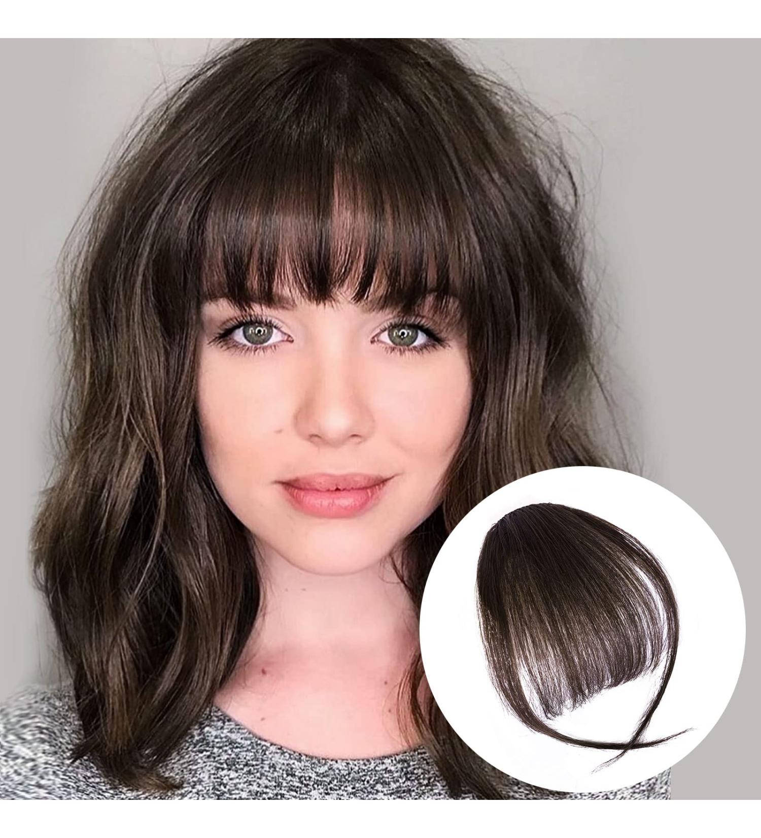 BOGSEA Clip in Wispy Bangs Hair Extension - Dark Brown | Neat Human Hair Fringe for Women - Buy Online on GoSupps.com