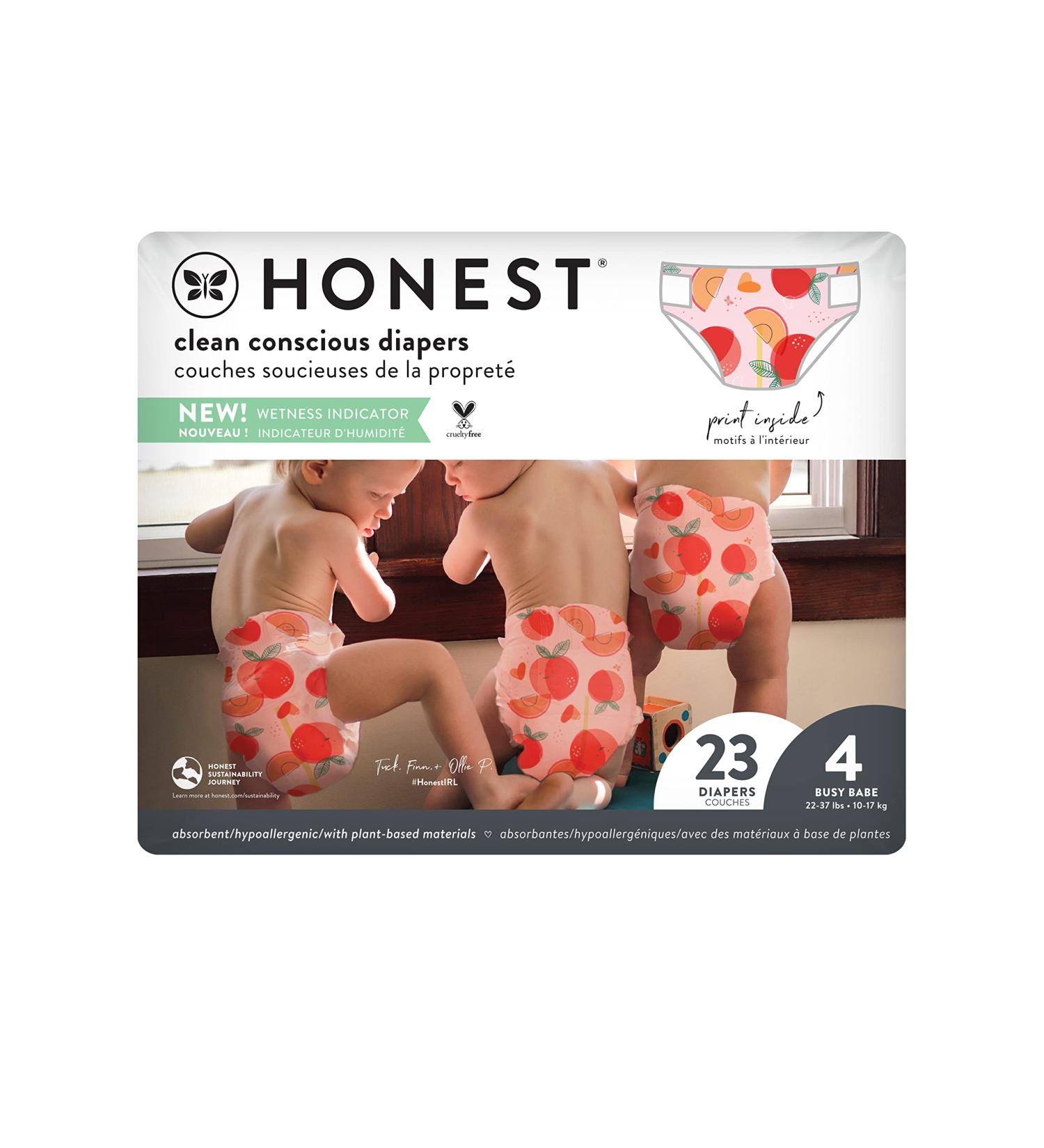 The Honest Company Honest Diapers Size 4 22 - 37 Pounds Rose Blossom 23 Diapers
