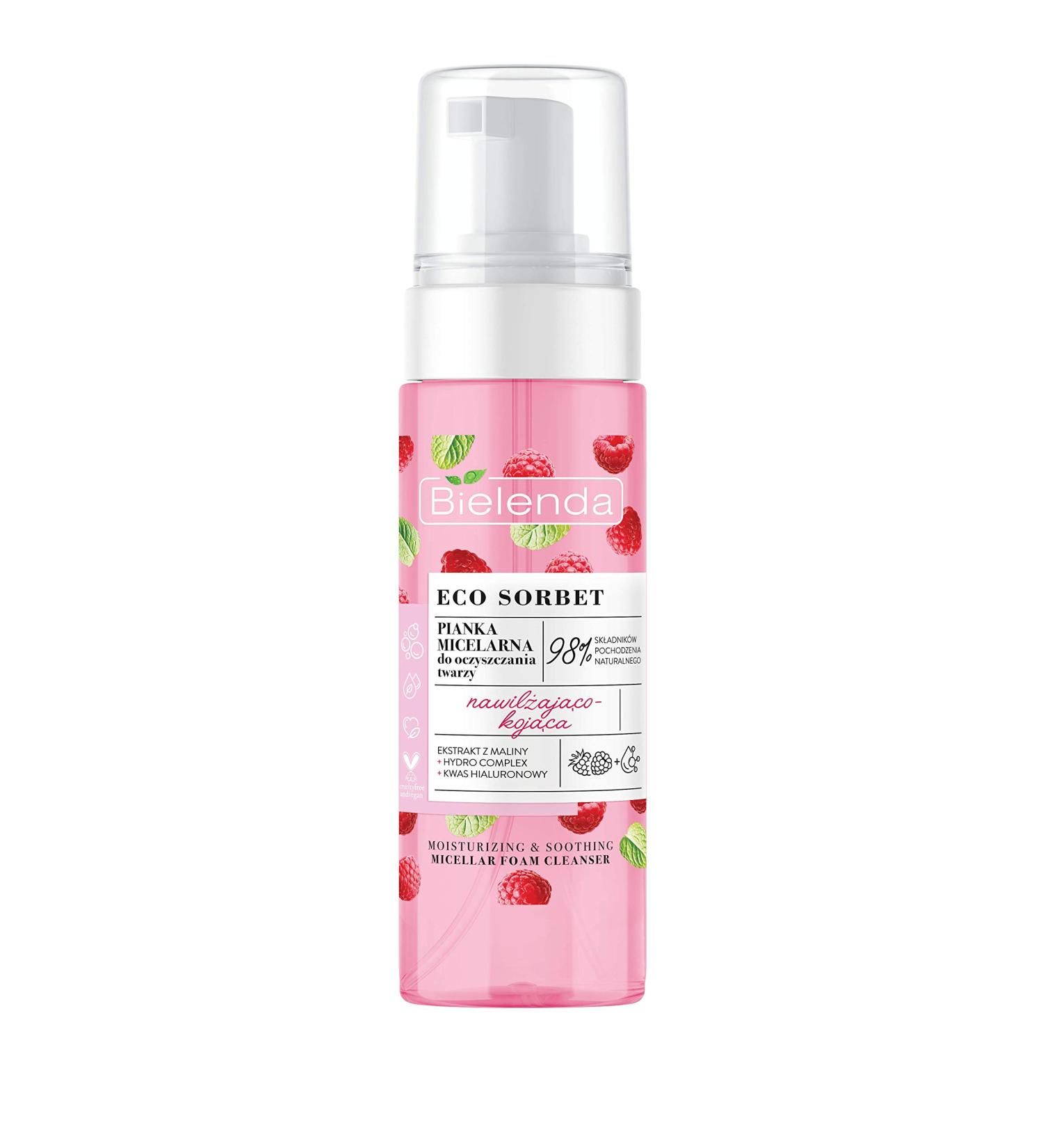 Bielenda Eco Sorbet Raspberry micellar cleansing foam - moisturizing and soothing 150 ml